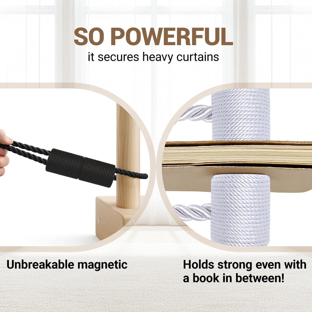 Magnetic Curtain Tiebacks Black 2pcs (2 Count)