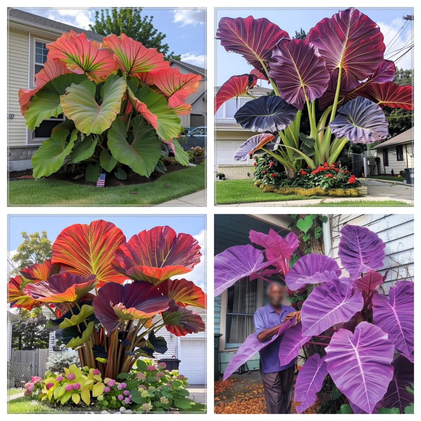 WFTHLO Elephant Ears Bulbs/Giant Elephant Ear Bulbs-Attracting/Low Maintenance Tropical Houseplant-C-6 bulbs