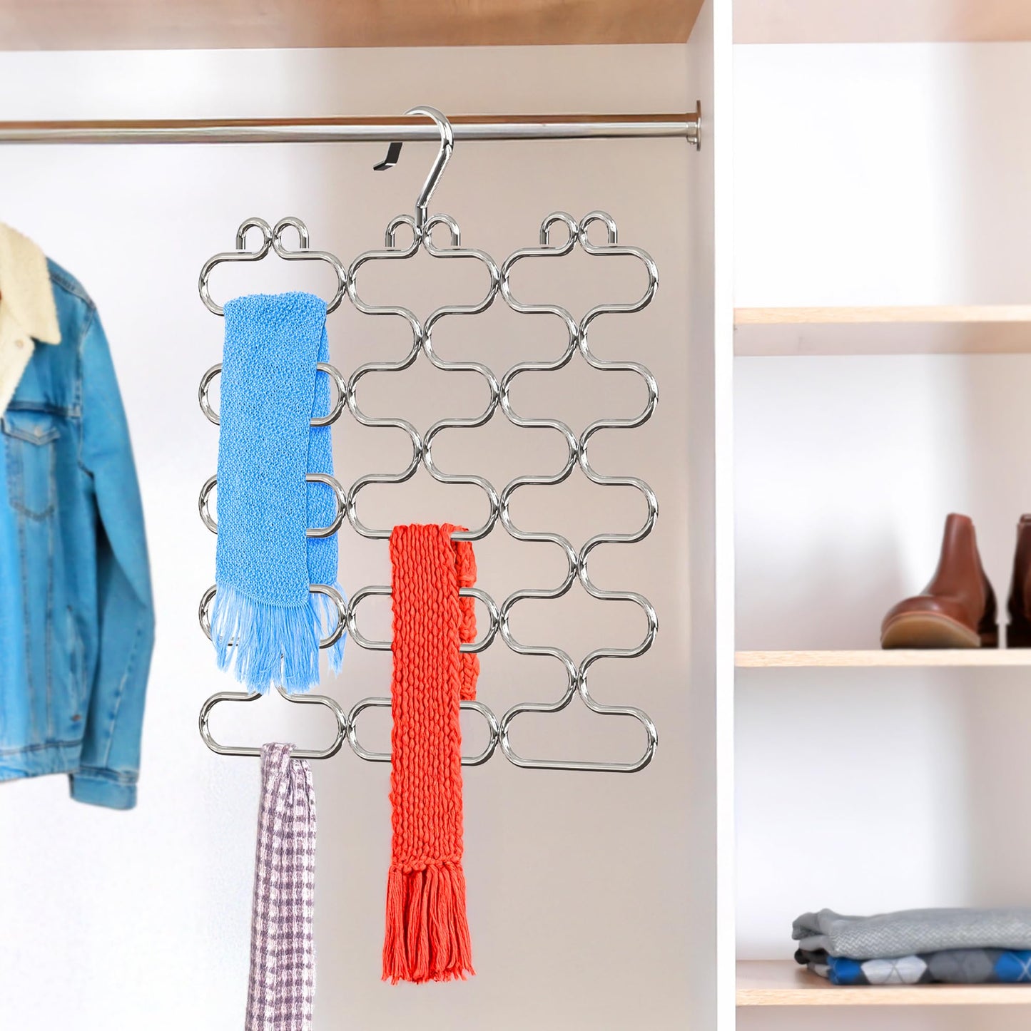 Deco Brothers Scarf Hanger for Closet, 23 Loop, Chrome