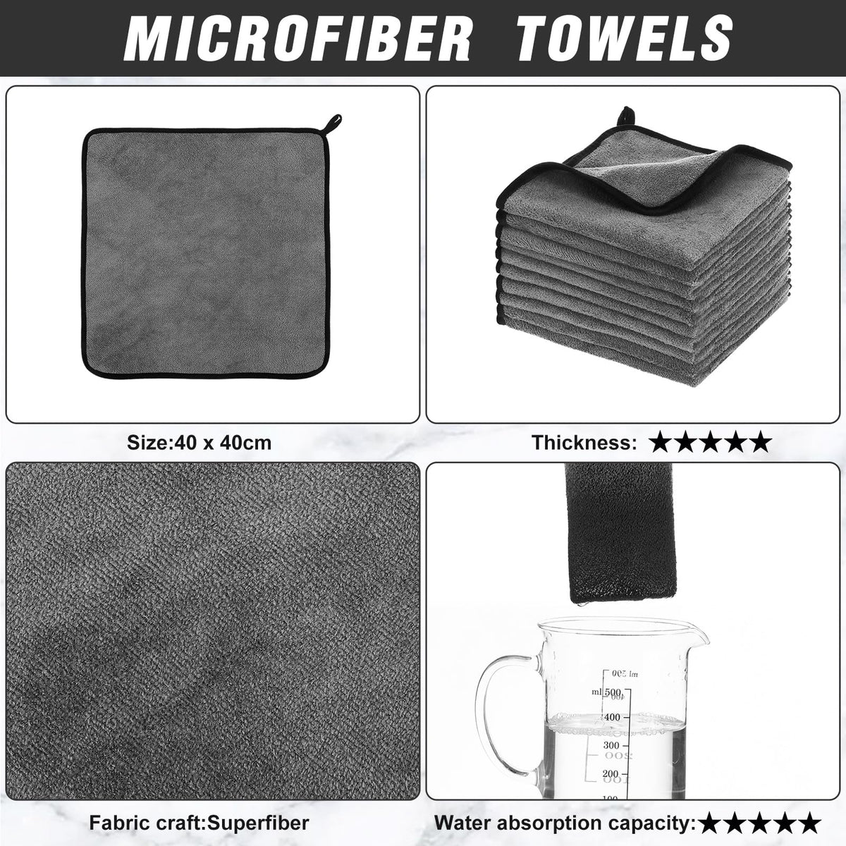 40 Pcs Gray Microfiber Towels (40 Count)