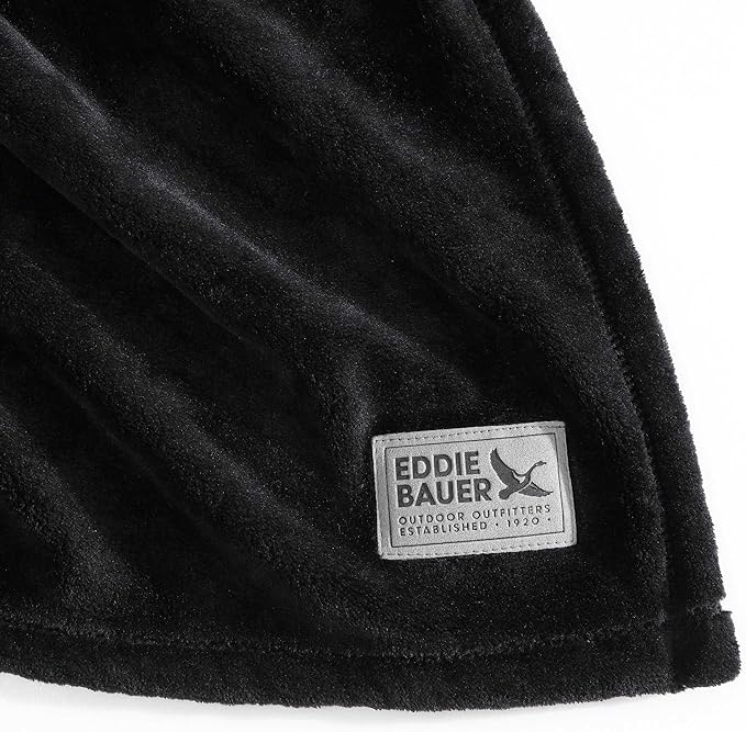Eddie Bauer - Full/Queen Blanket, Ultra Soft & Warm Plush Bedding, Bedding Set for The Colder Seasons (Black, Full/Queen)