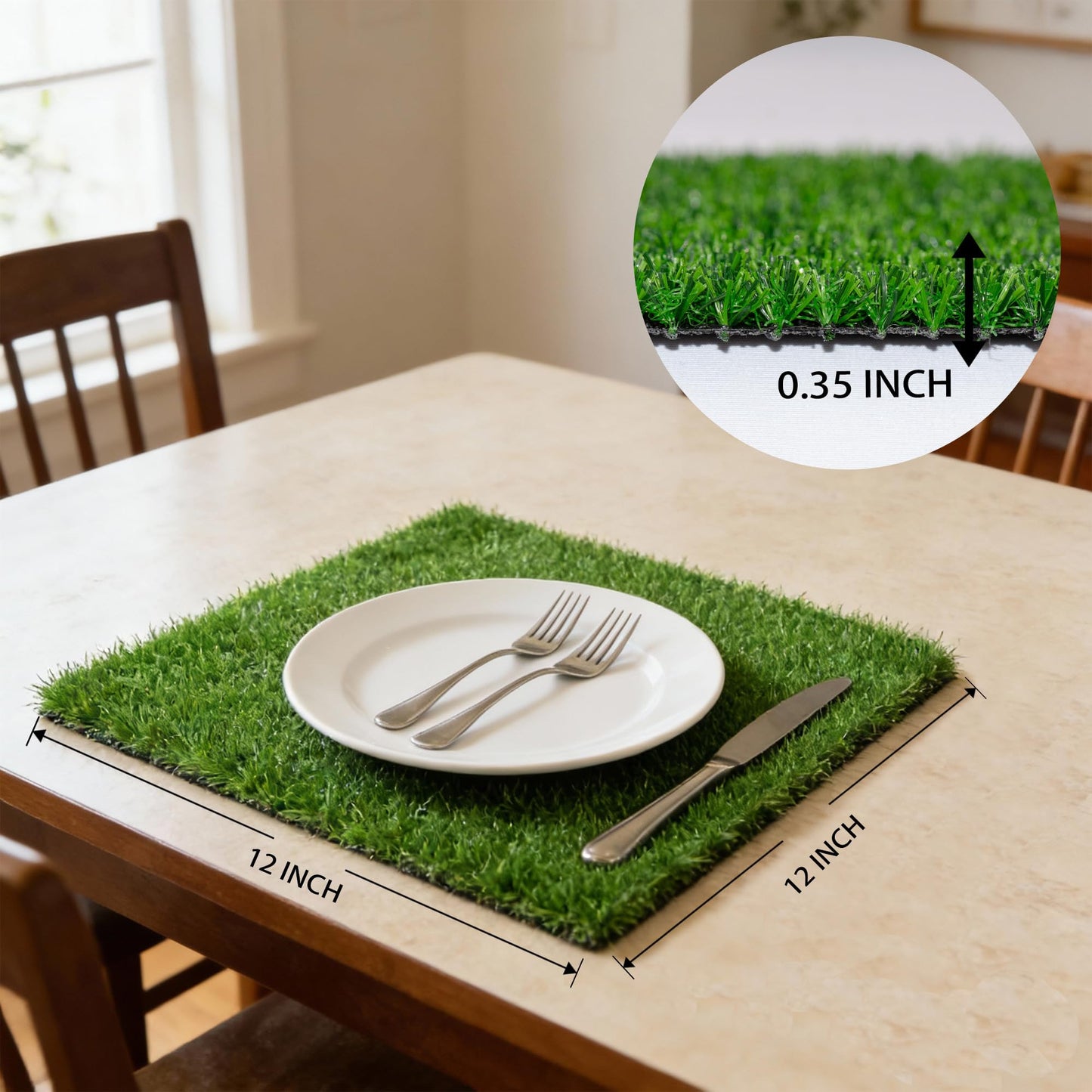 VERDIGRASS Artificial Grass Mat 12x12 Inch,Fake Grass Turf Patch,Synthetic Grass Indoor Outdoor,Patio Grass Tiles Realistic Grass Rug with Drainage Hole for Table Decoration