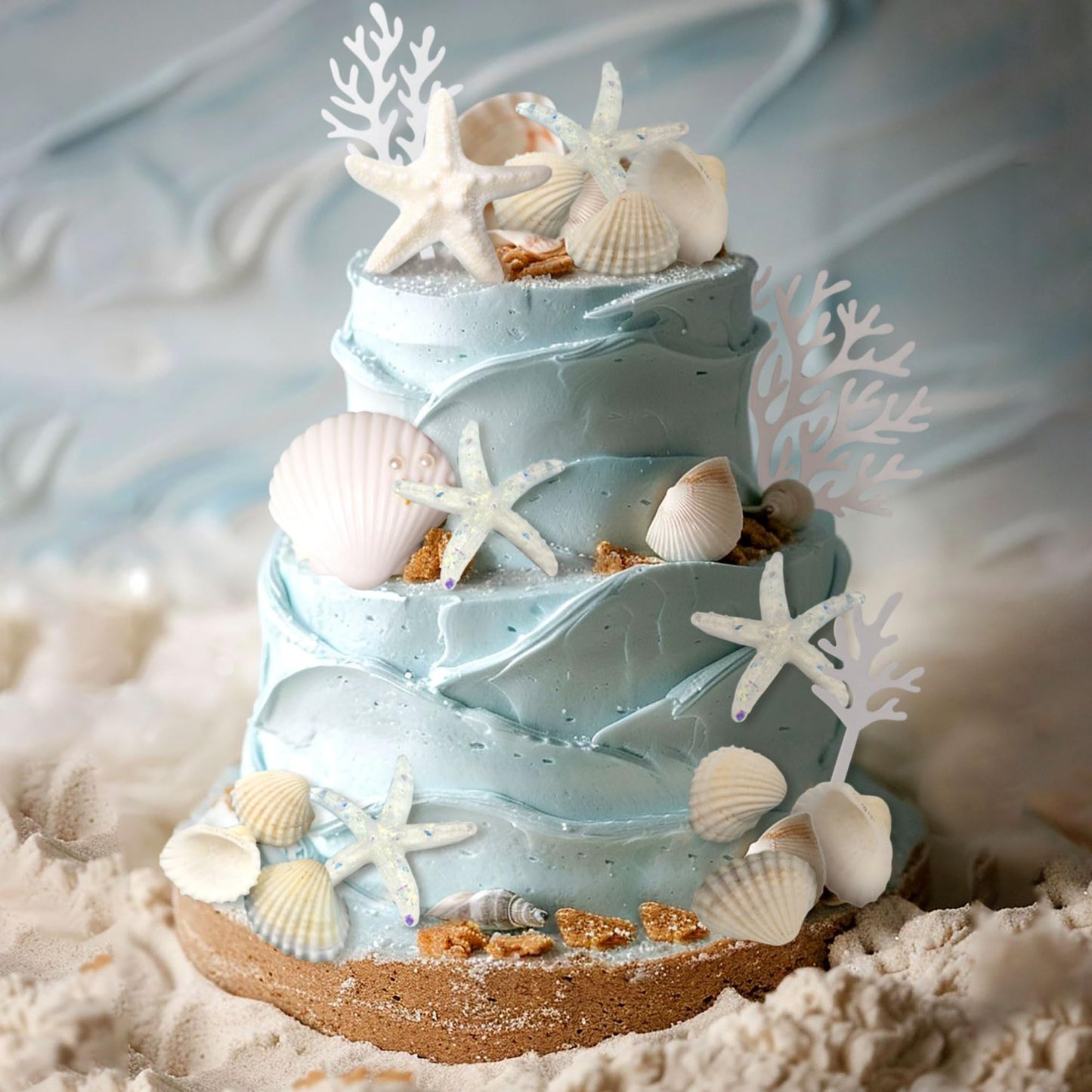 Beach Seashells Cake Decorations Under the Sea Cake Topper Under the Sea Birthday Party Decorations Starfish Shells Ocean Cake Topper Summer Beach Party Supplies