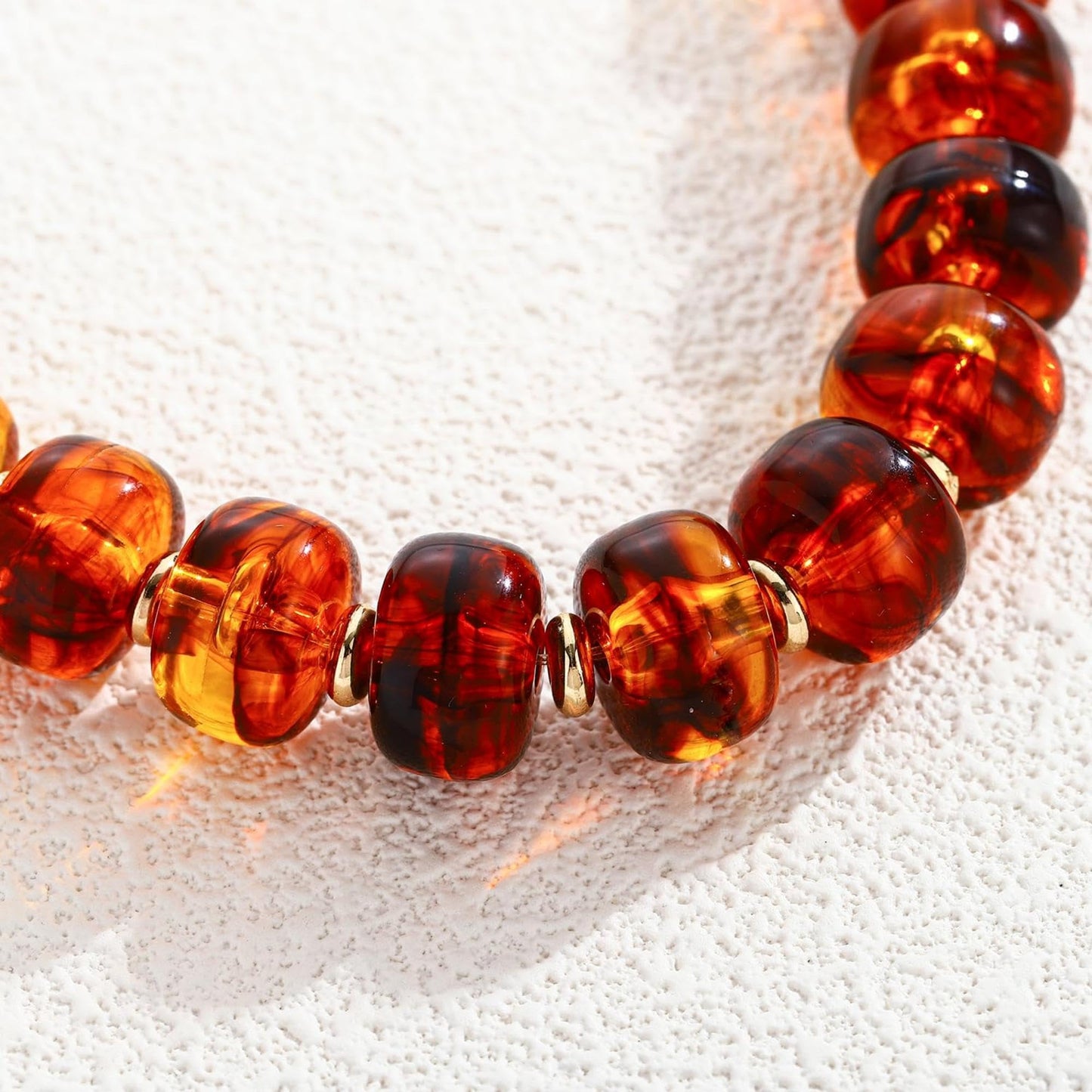 ENSKEFEN Chunky Brown Beaded Bracelets for Women Trendy Vintage Acrylic Resin Beads Bracelet Boho Adjustable Statement Bracelet Summer Jewelry