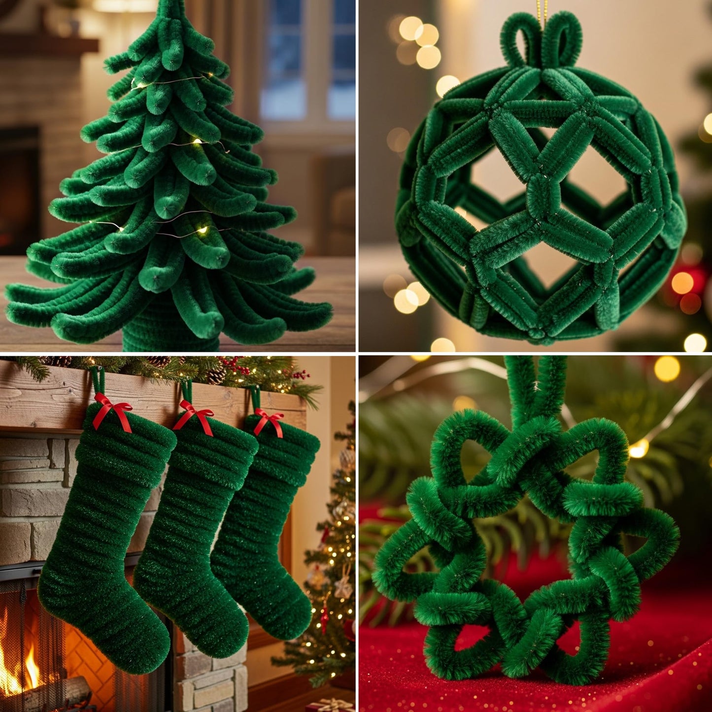 Caydo 50PCS Extra Thick Green Pipe Cleaners, Jumbo Chenille Stems for Kids Creative Craft DIY Projects (30 mm x 12 Inch)