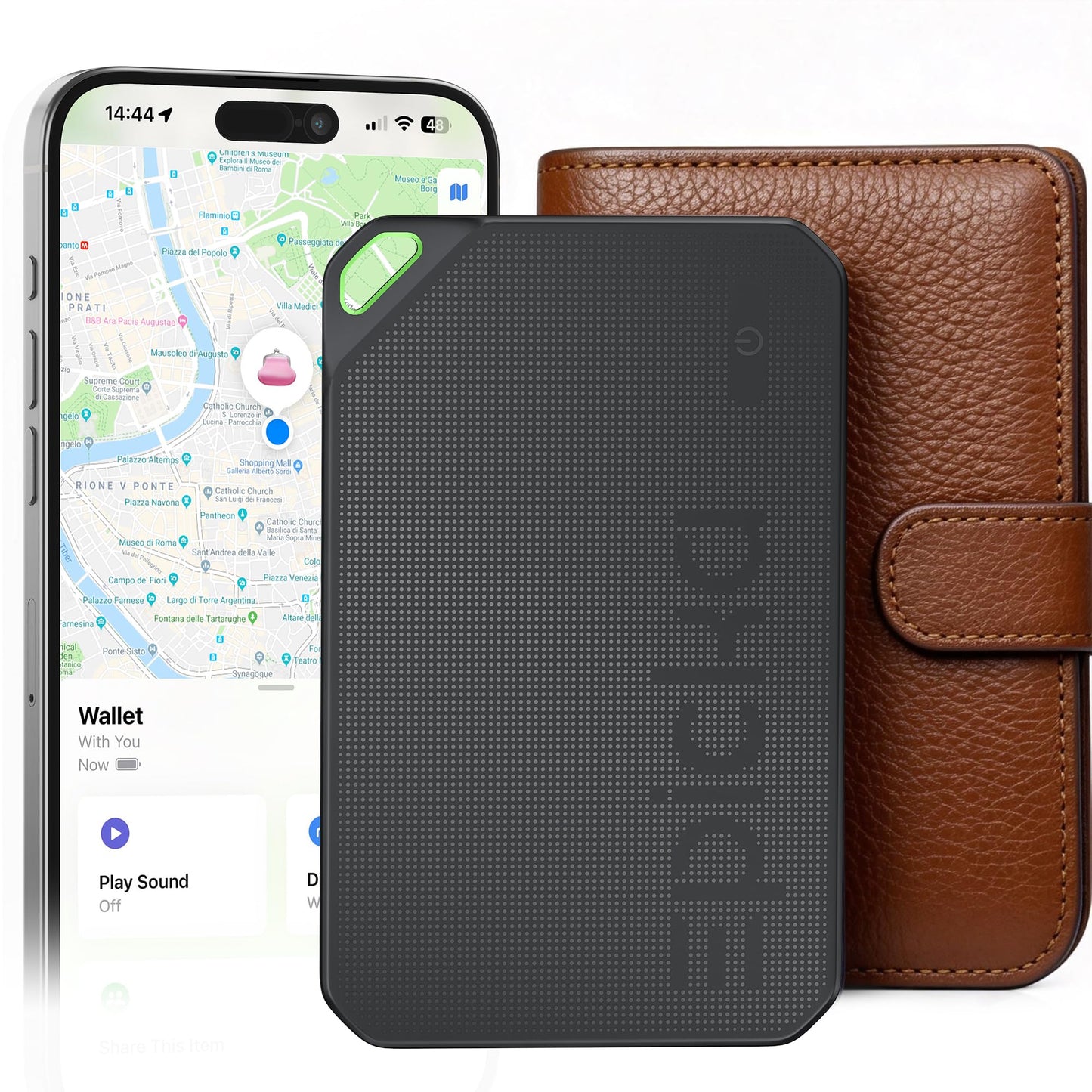 Epicka Wallet Tracker Card Compatible with Apple Find My, 8-Year Maintenance-Free Battery, Tracking Card with NFC, MFi Certified, IP67 Bluetooth Item Locator for Luggage, Passport, 1 Pack, Black