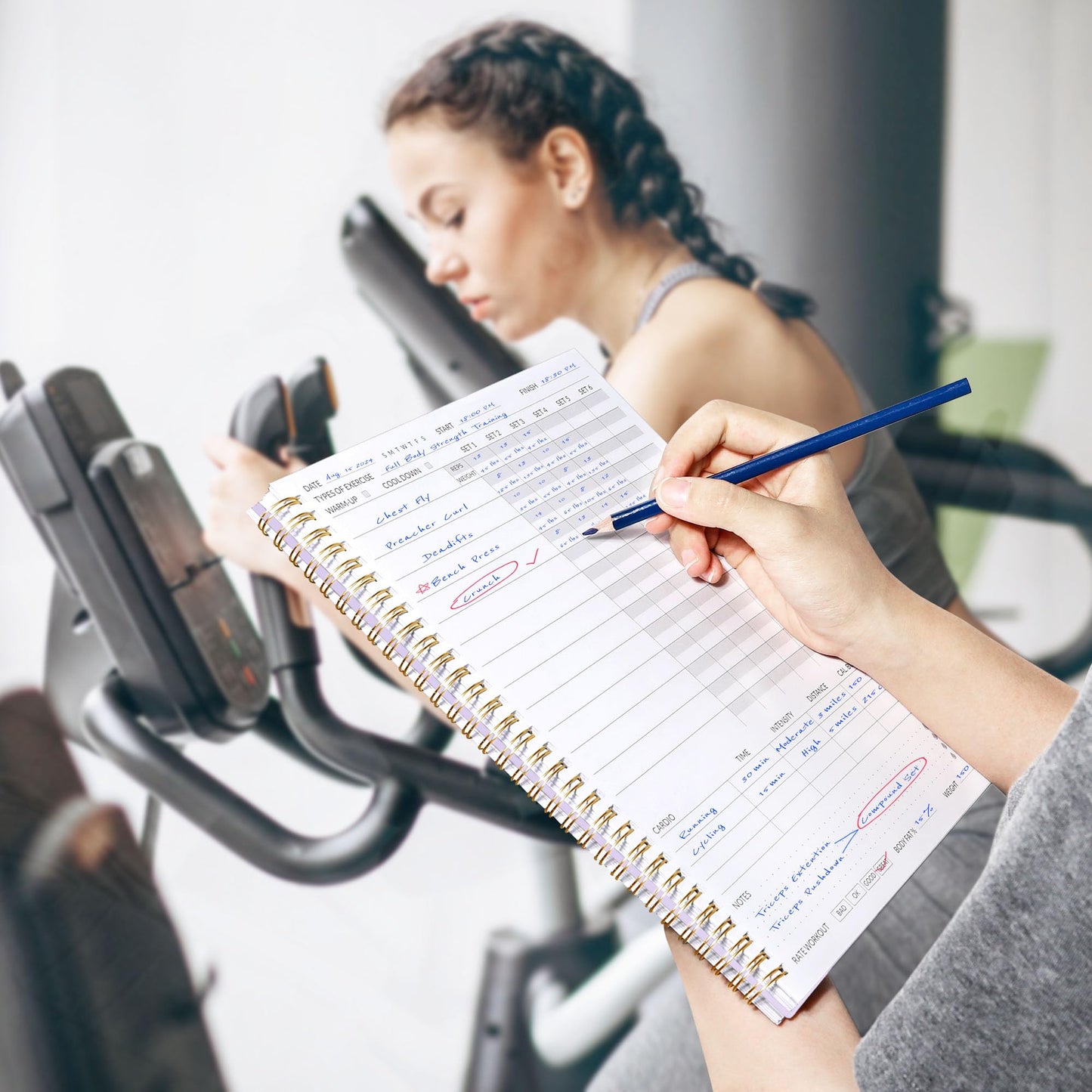 Fitness Journal Workout Planner for Women & Men, A4 (8.5" x 11") Workout Journal Log Book Planner Gift for Track Gym Essentials, Home Workouts, Track Progress, Achieve Wellness Goals, Purple