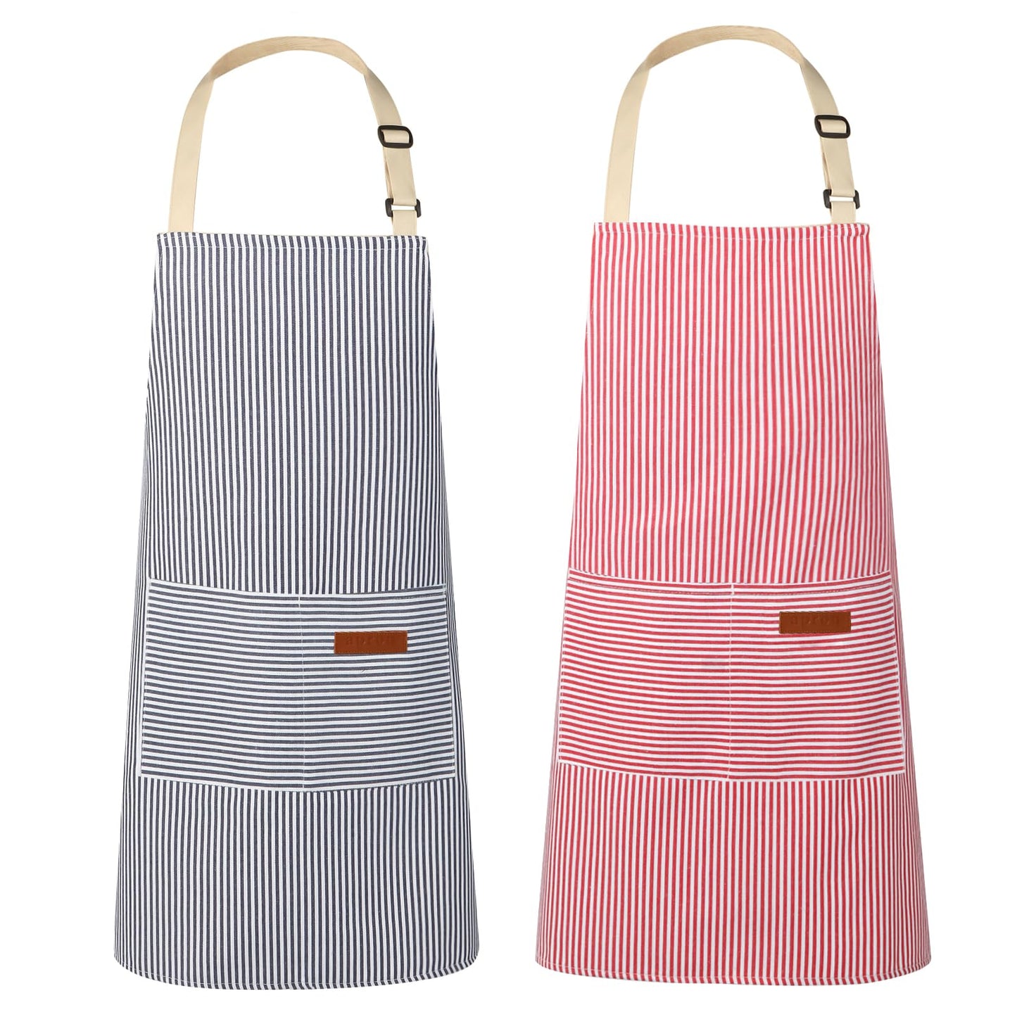 VALOME 2 Pack Kitchen Aprons, Apron for Cooking with 2 Pockets, Unisex Adjustable Neck Strap Chef Aprons for Men Women (PINK & BLUE)