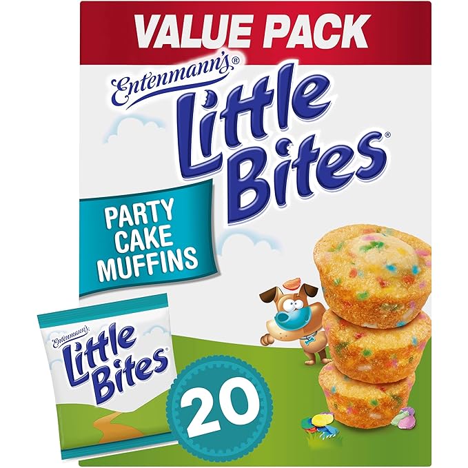 (Value Pack) Little Bites Party Cake Muffins, 20 individual packs, (4 ct each), Cake and Sprinkles Mini Muffins, 33 oz Multipack