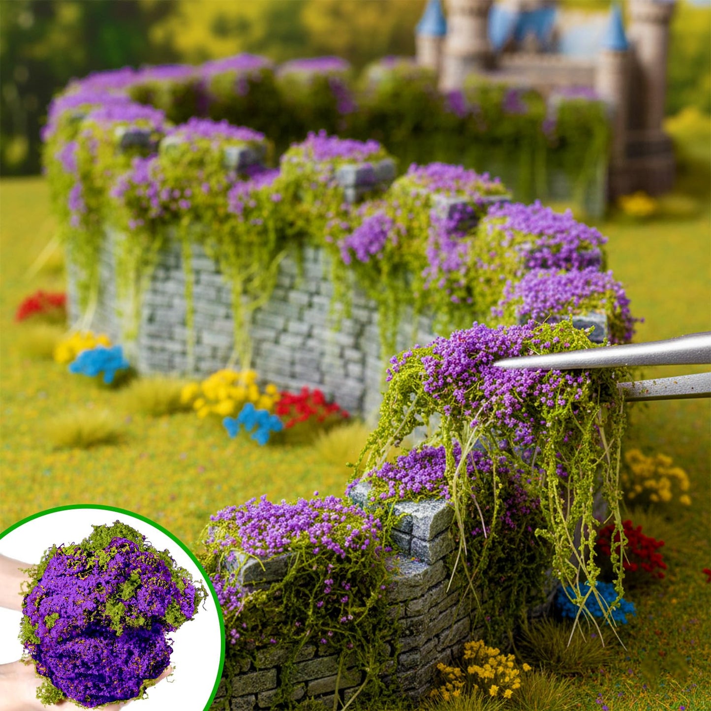 Warmtree Realistic Miniature Vines Simulation Vine Miniature Plants for DIY Mini Model Railway Fairy Garden Architecture Diorama Supplies Scenery Landscape Layout (Purple)