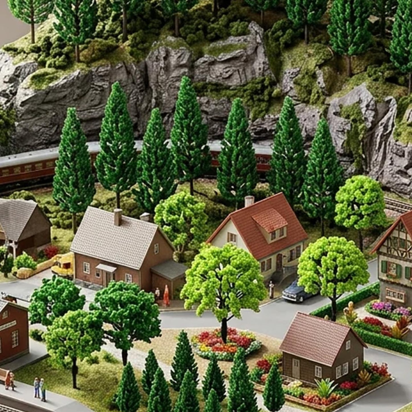 Choisonye Model Trees 1.1-5.1inch Mixed Diorama Green Model Trees Colorful Grass Architecture Mini Trees for Crafts Building Model Railway Scenery Landscape Supplies