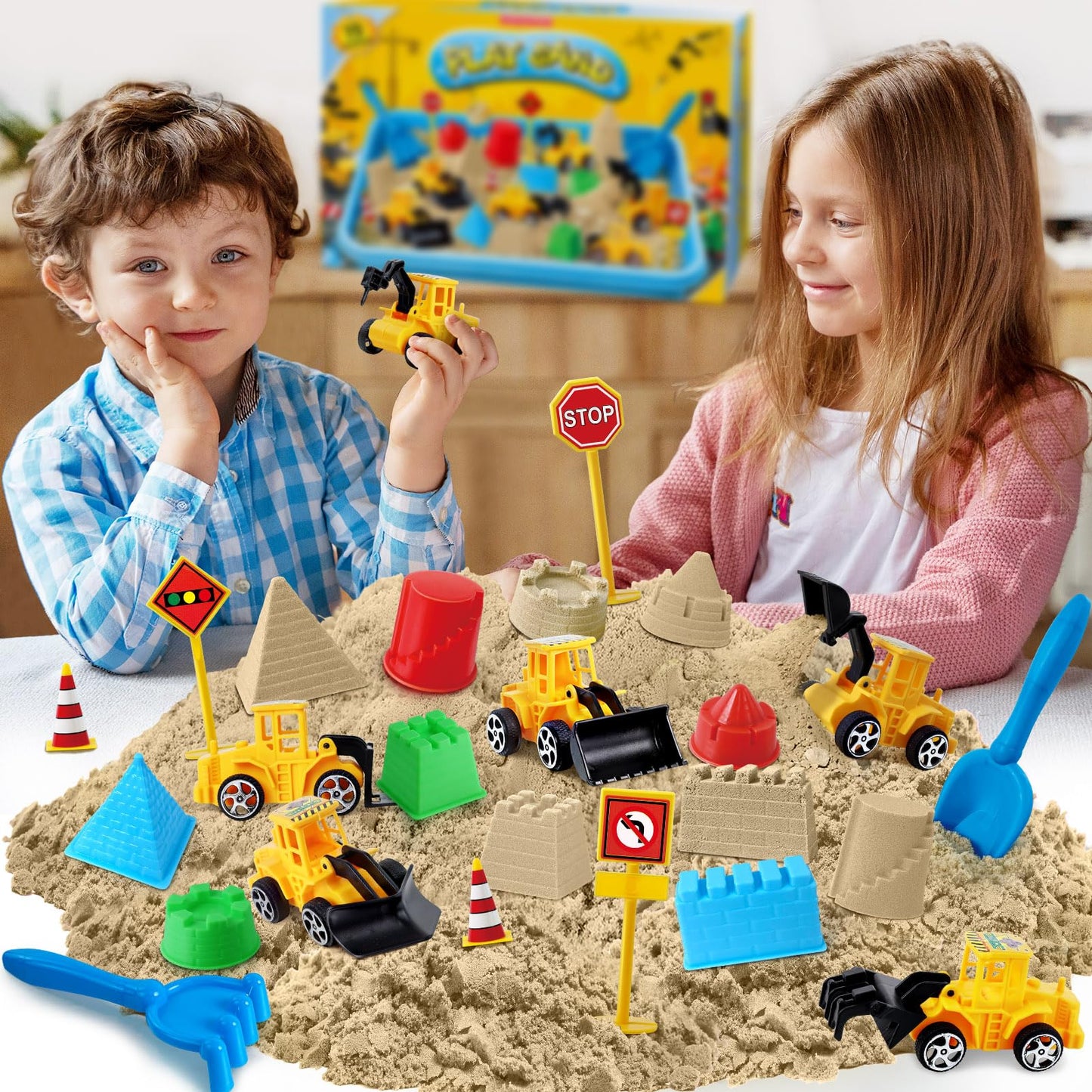 Sensory Bin, Construction Kit with Sensory Sand, Play Sand Pretend Play Beach Toy, Sandbox for Girls and Boys