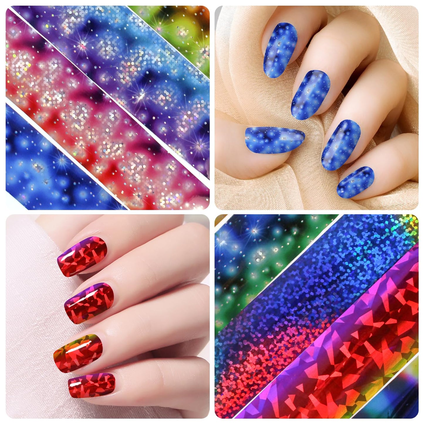 Nail Foil Transfer, DANNEASY 30 Roll Starry Sky Star Nail Foils Sheet Iridescent Foil Stickers for Nails Holographic Nail Art Foil Transfer Nail Design Stickers Nail Stickers Decals