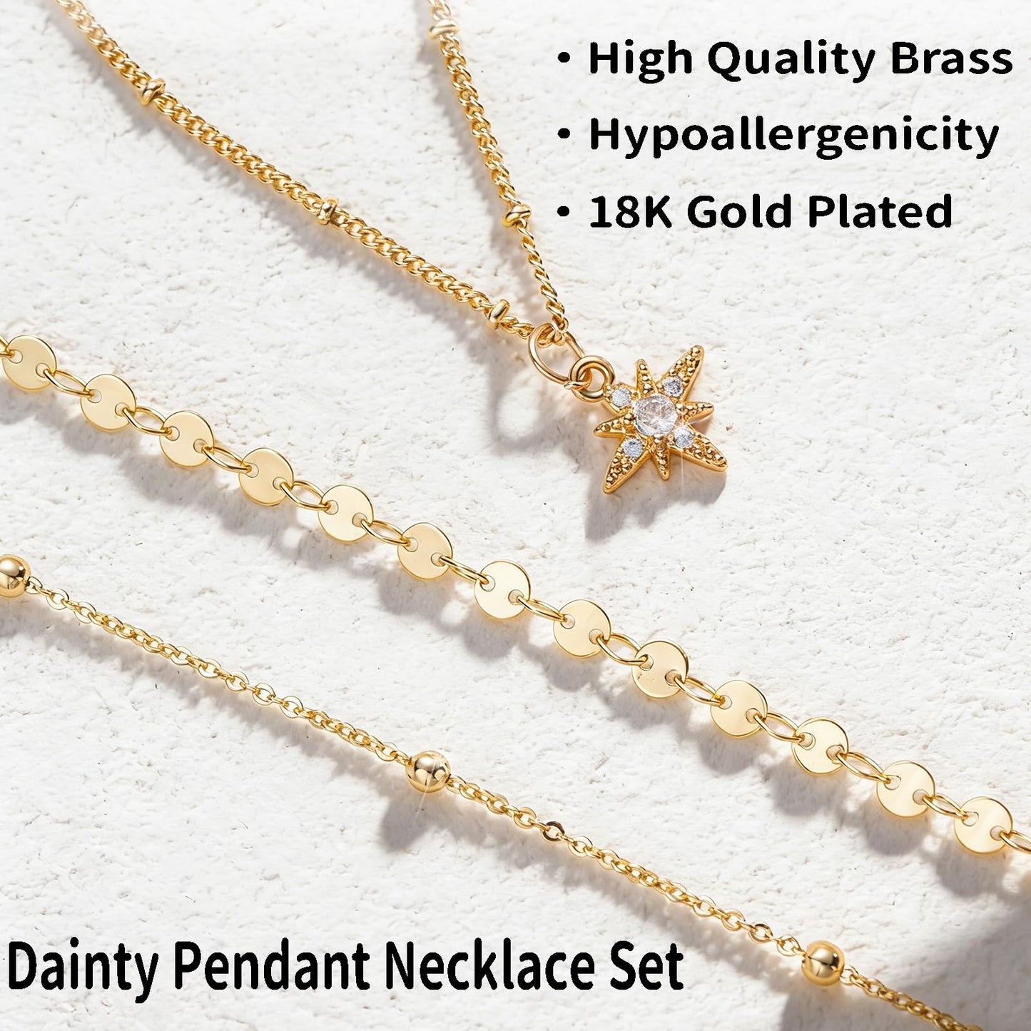 ÌF ME Layered Gold Necklaces for Women, 18K Gold Plated Adjustable Choker Chain Necklace Stack, Dainty Pendant Necklace Jewelry Set