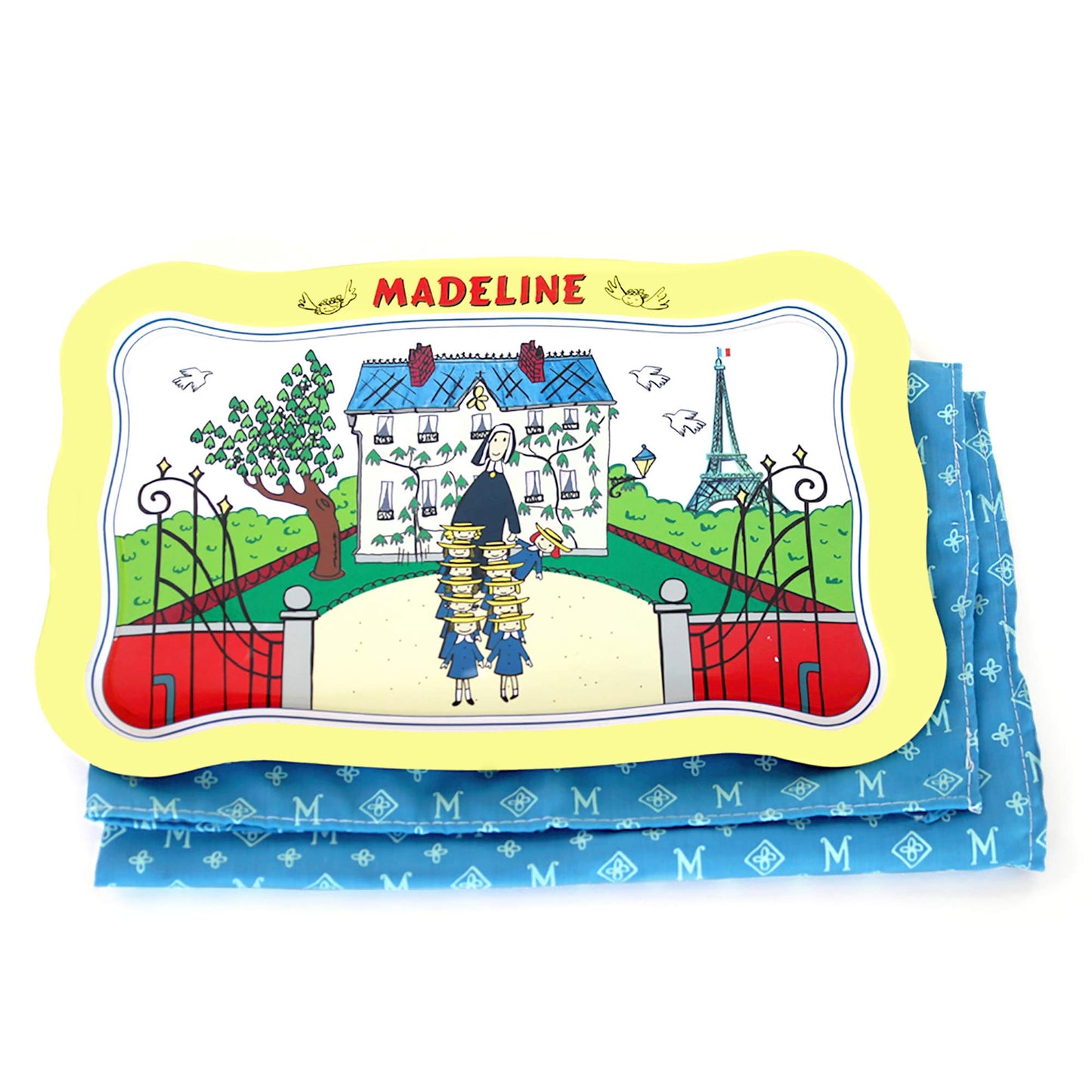 YOTTOY Madeline Collection | 23-Piece Kids Tin Tea Set Toy w/ Illustrations, Monograms, Carry Case