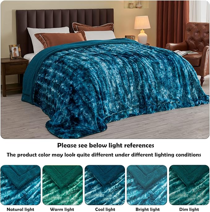 NEWCOSPLAY Super Soft Faux Fur Blanket Twin Size Dark Blue Sherpa Fuzzy Plush Warm Blanket for Sofa Bed (Dark Blue, Twin(60"x80"))