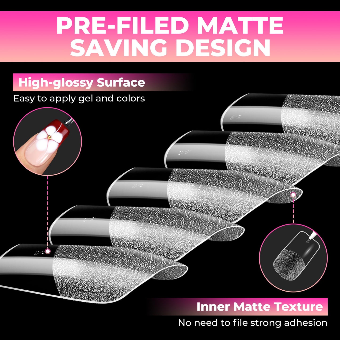 UNA GELLA Square Gel Nail Tips: 360Pcs 15 Sizes Pre-Etched Nails Tips Medium Square Full Cover Clear Acrylic False Nails No C Curve for Press on Nail Extension Home DIY Salon for Women Girls