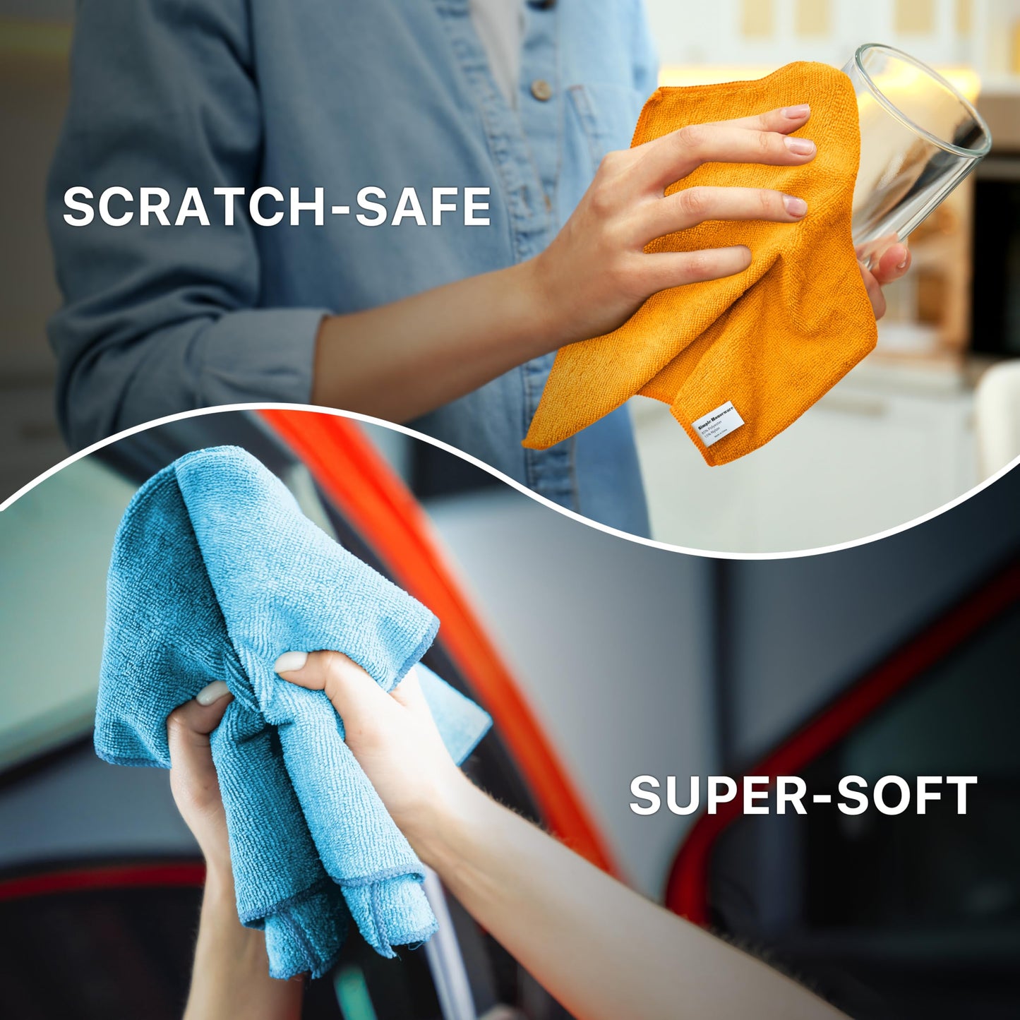 Simple Houseware Microfiber Cleaning Cloth 50 Pack, 12" x 12", 4 Colors