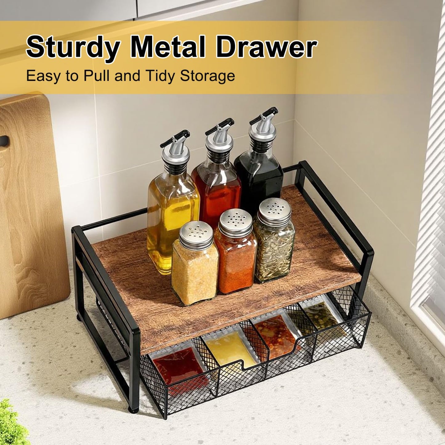 ULIKEUS Tea Bag Organizer Wood Tea Organizer with 8 Compartments Storage Chests Tea Station Chest Display Container Box for Countertop Kitchen