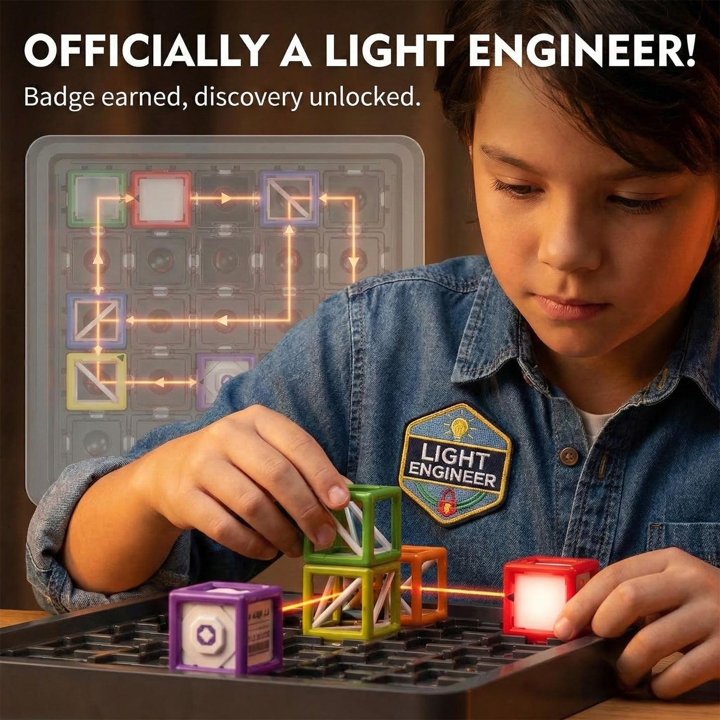 VkotaVkoty 2026 New Laser Maze Reasoning Game, STEM Toys for Ages 8-13 with 60+ Challenges Puzzle Game, Board Games for 8-13 Years Old Children Gift, Learning Education Toys for Space & Logic - 37 Pcs