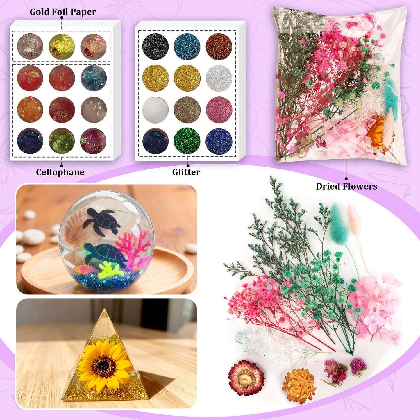 K KERNOWO Epoxy Resin Kit with Light for Beginners, Resin Kit and Molds Complete Set DIY Crafts for Adults Women, Epoxy Set with Vase Mold, 3D Dried Flowers, Measuring Cups and Resins Supplies-20OZ