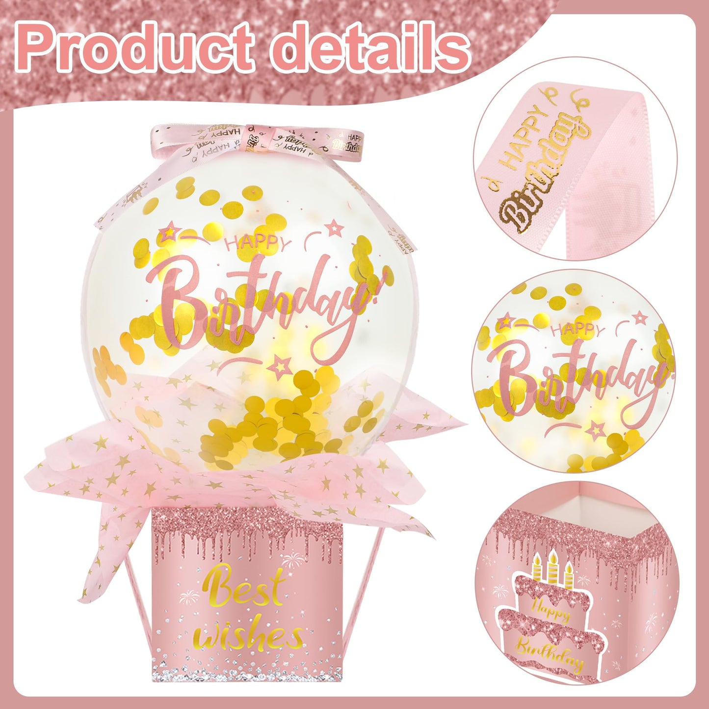 Pull Money Balloon Box Birthday Balloon Money Surprise Box Funny Pull Cash Surprise Kit for Birthday Party Cash Gift Supplies