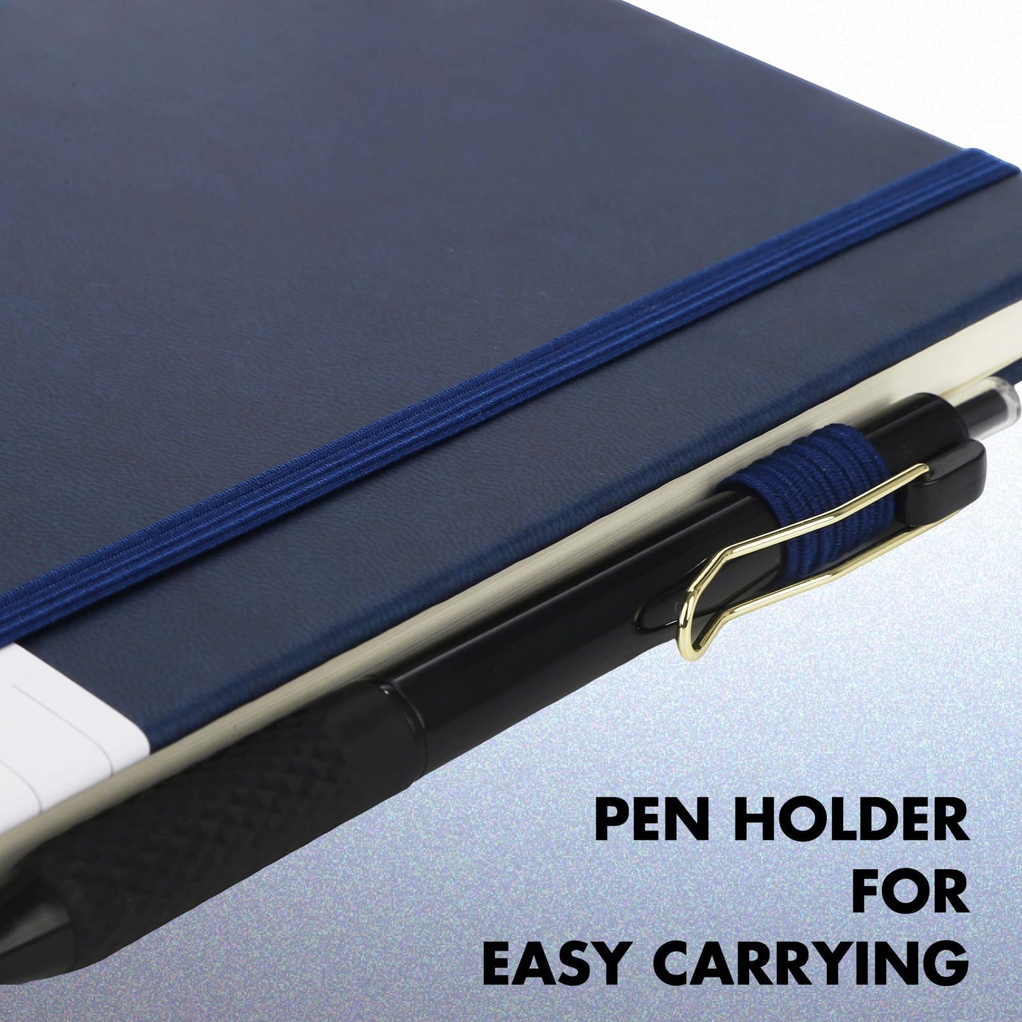 Aodaer 30 Set Lined Notebook Journals with Pens A5 Notebooks 100 GSM College Ruled Hardcover Notebook PU Leather Notepad with Pen Holder for Office School, 5.7 x 8.3 Inches, Navy Blue