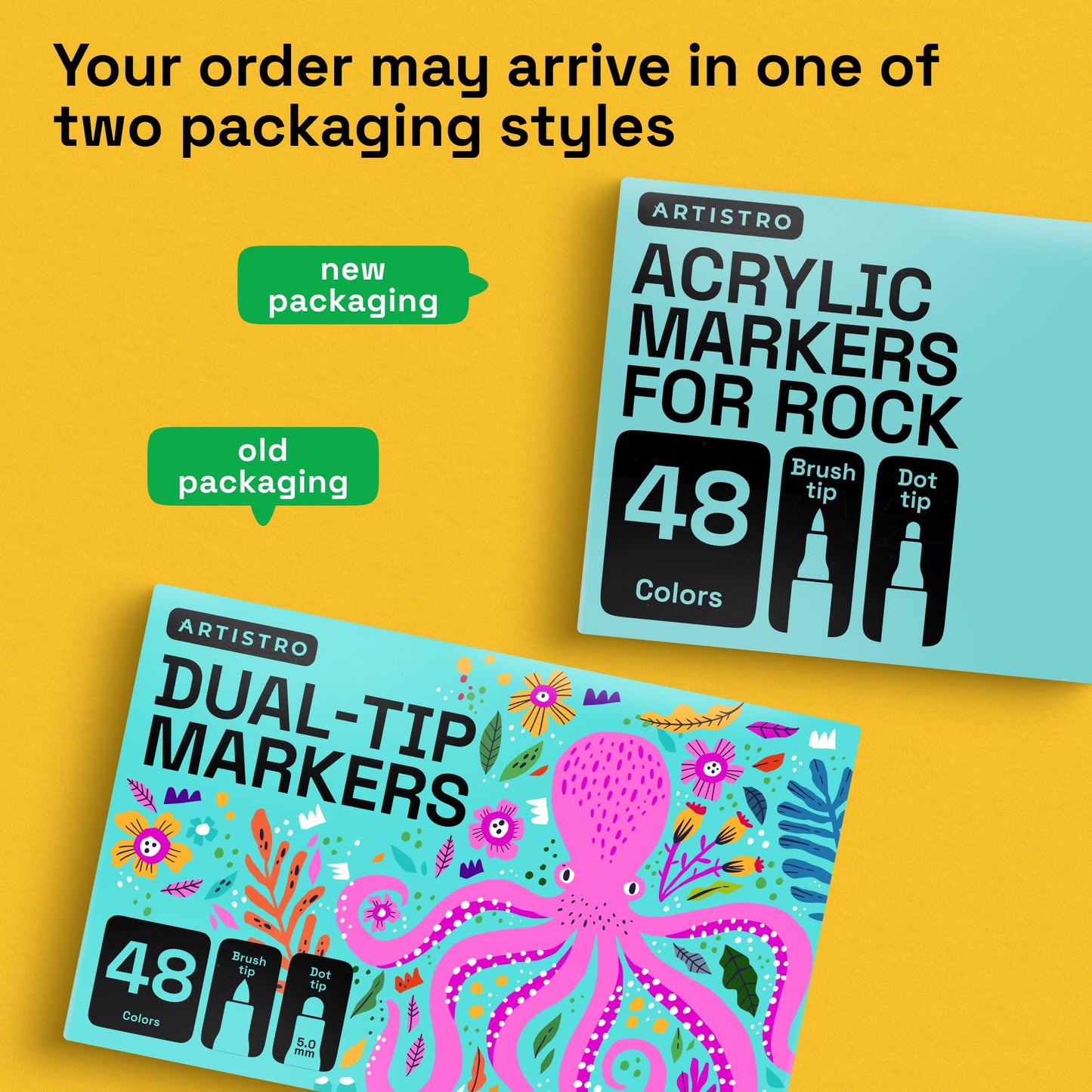 ARTISTRO 48 Rock Acrylic Paint Markers - Rock Painting Kit for Arts & Crafts - Dual Tip Acrylic Paint Pens