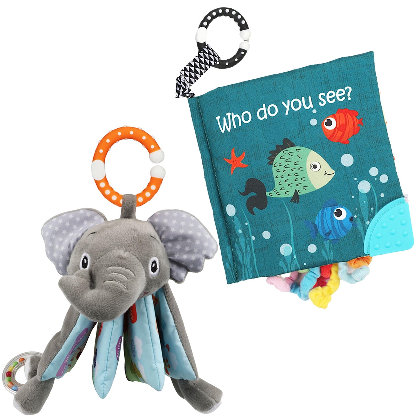 Fish Crinkle Book and Elephant Baby Toy for Babies Infants Toddlers
