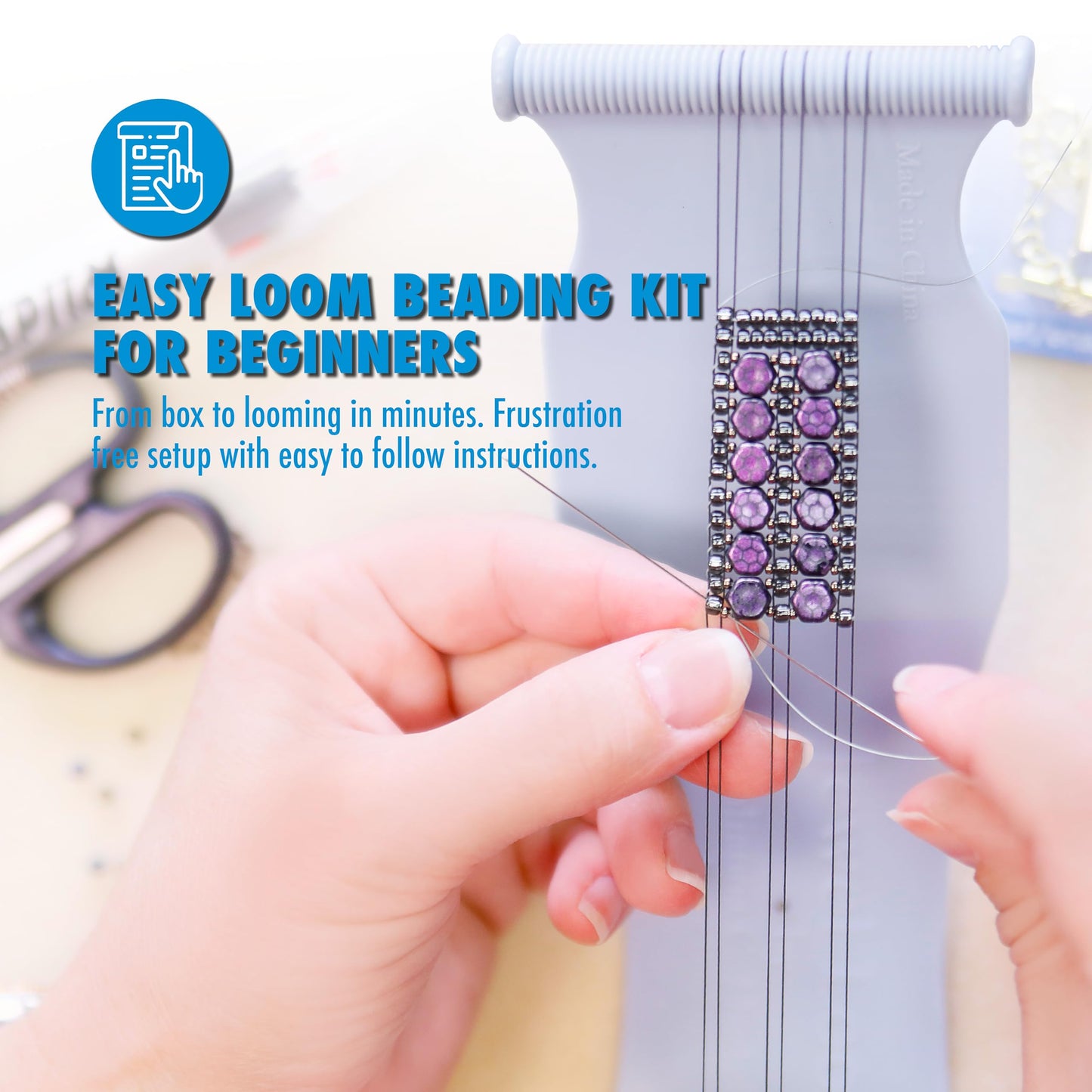 Beadalon Jewel Loom – 2.75" x 10.5" Jewelry Weaving Loom for Bracelets, Cuffs & Bead Patterns
