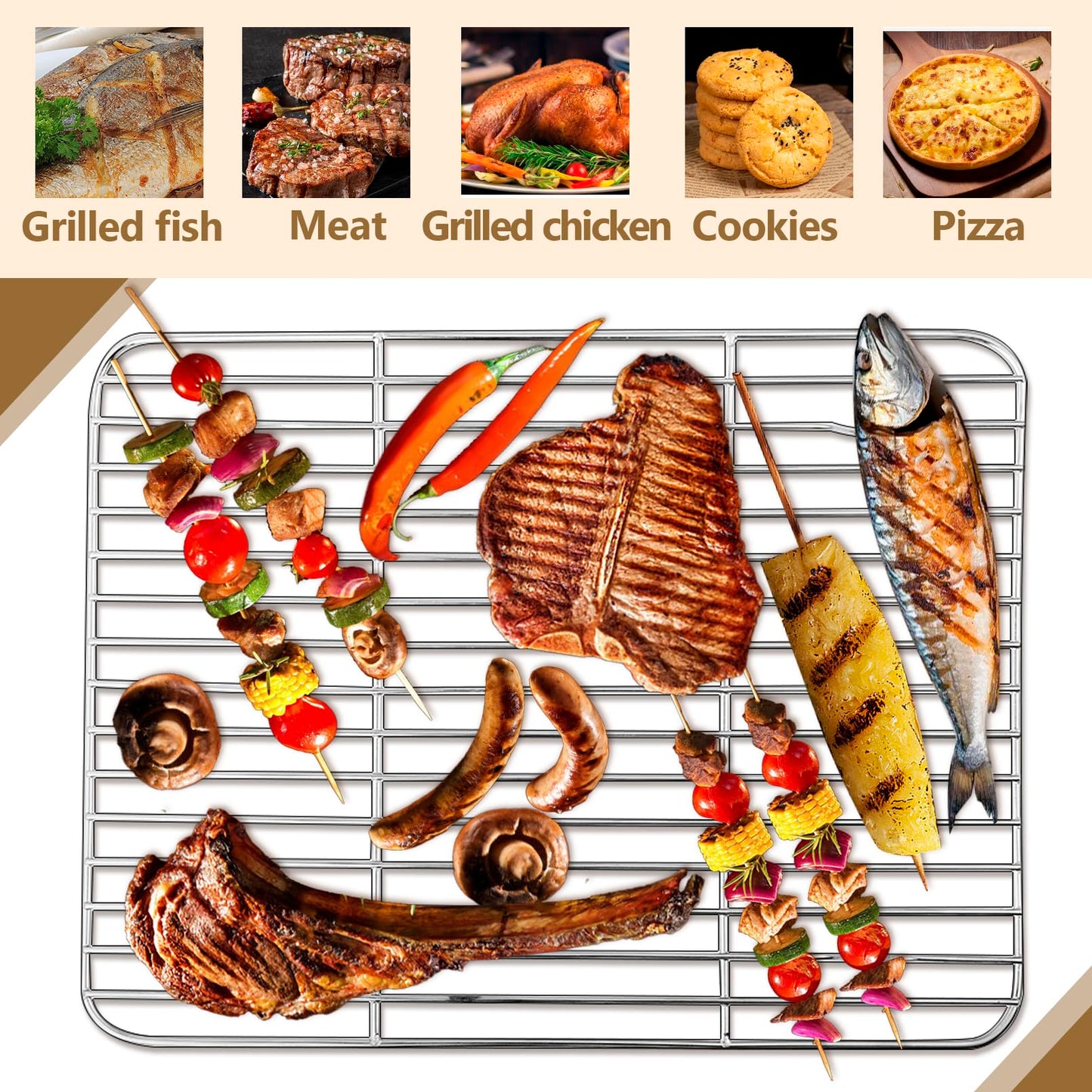 Gabotrie Baking Cooling Rack Set of 4, Stainless Steel Baking Racks, Heavy Duty Wire Racks, Non-Stick Roasting Rack for Baking Cooking Roasting, Oven & Dishwasher Safe, 4 Various Sizes