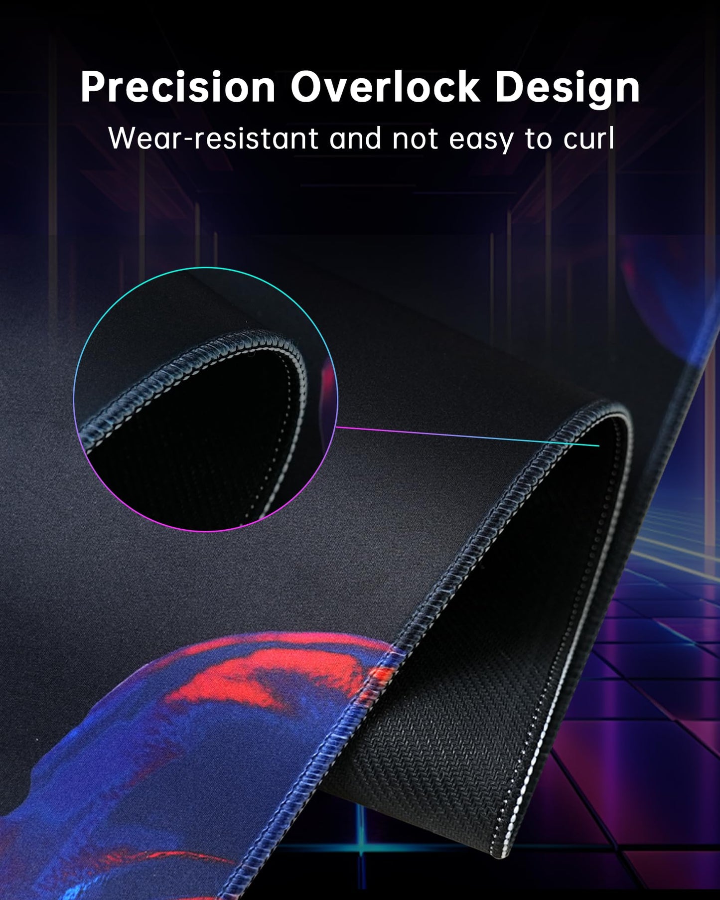 KTC Large Mouse Pad Gaming, Mouse Mat with Microfiber Fabric Surface, Extended Desk Mousepad with Stitched Edges, Non-Slip Rubber Base, 27.5 x 11.8 in, Black, for Gamer Office Home