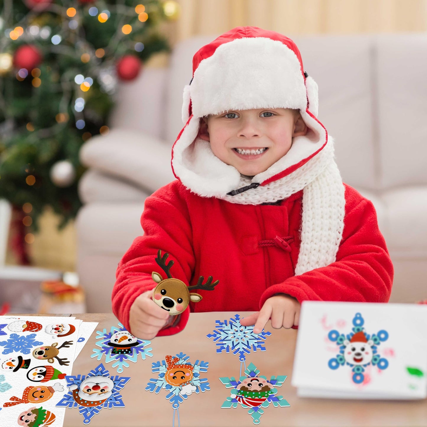 80UncleKimby 30pcs Christmas Winter Crafts for Kids - DIY Snowflake Felt Ornament Kit for Holiday Party, Classroom Arts and Craft Kits Bulk
