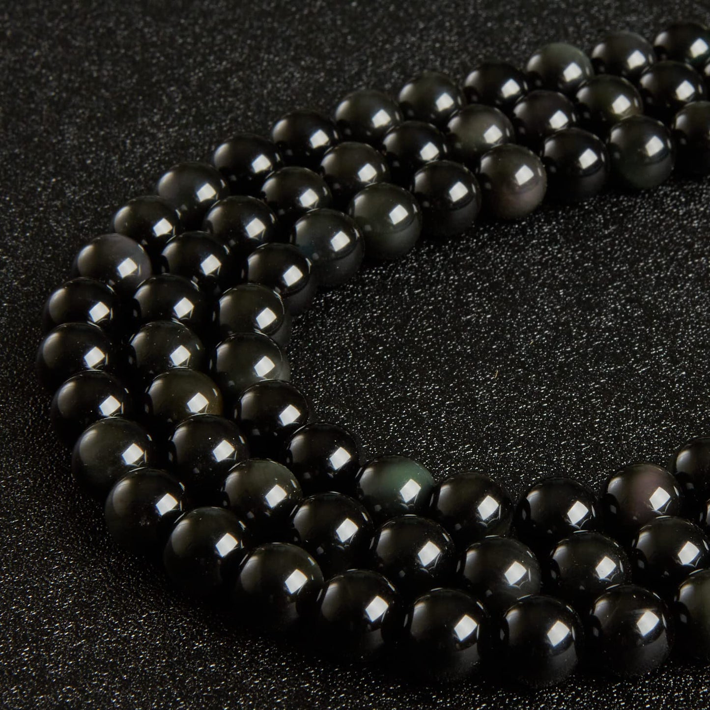 60pcs 6mm Black Obsidian Beads Natural Gemstone Beads Round Loose Beads for Jewelry Making