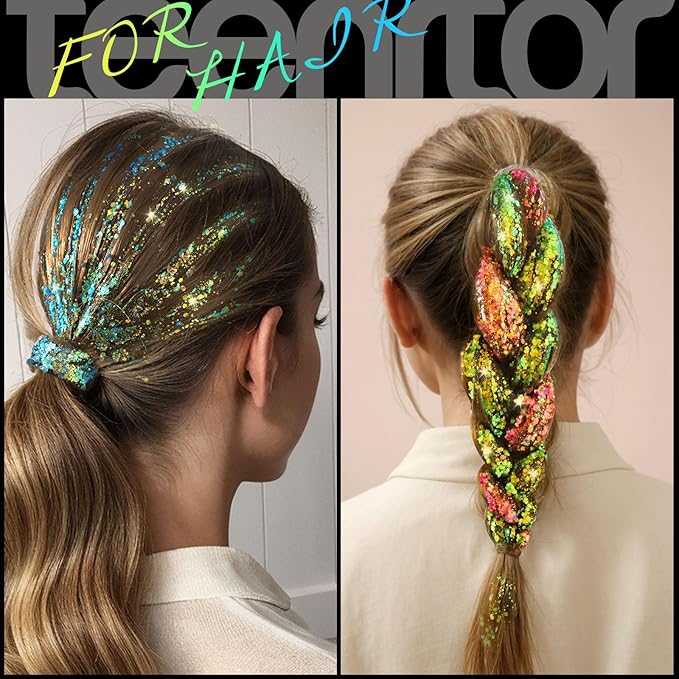 Teenitor Body Glitter Gel Face Glitter Makeup Festival Glitter, 12 Colors Face and Body Glitter Gel, Hair Glitter