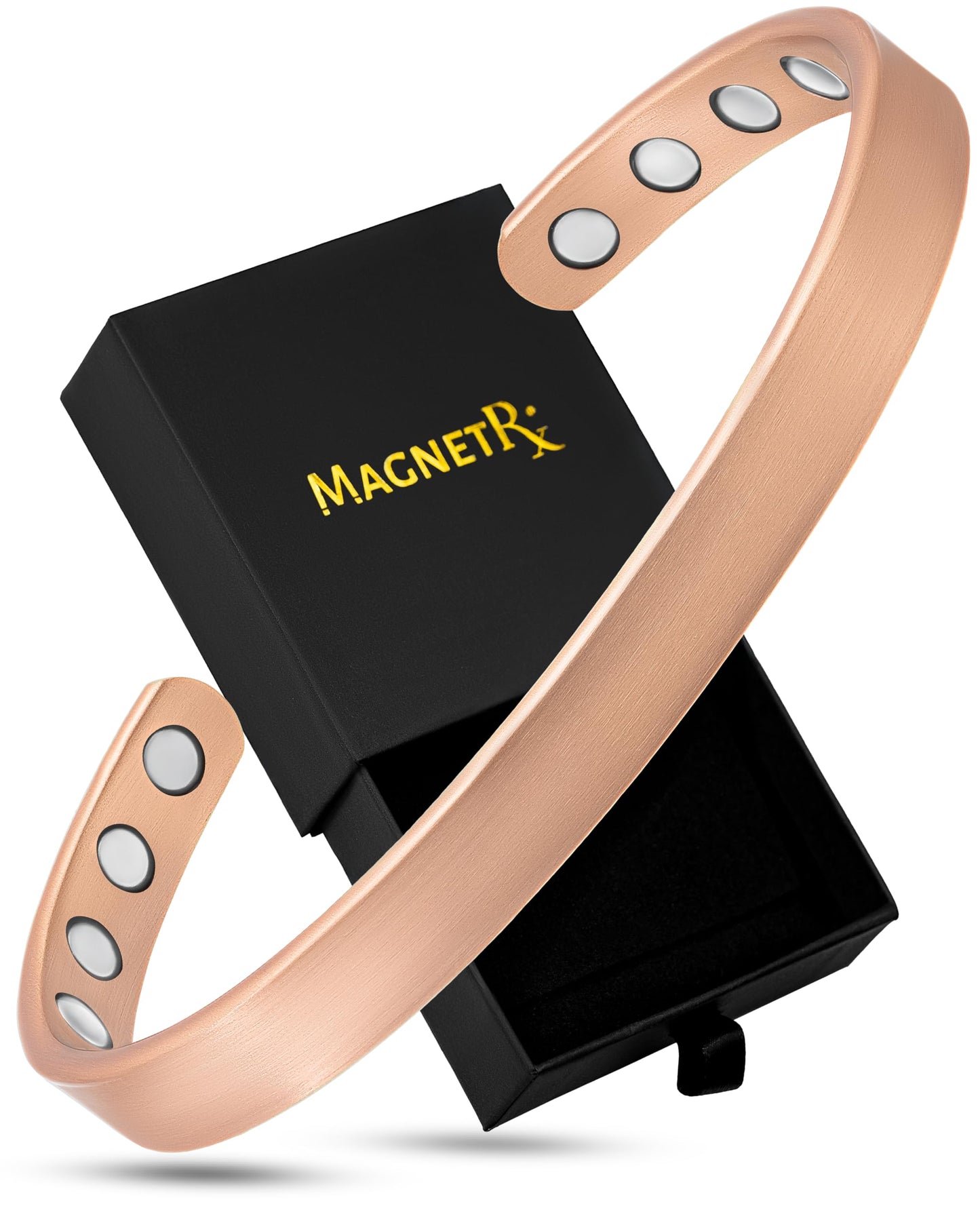 MagnetRX® Magnetic Copper Bracelet Cuff – Elegant Pure Copper Bangle – Unisex Magnetic Bracelets for Men & Women (Large)