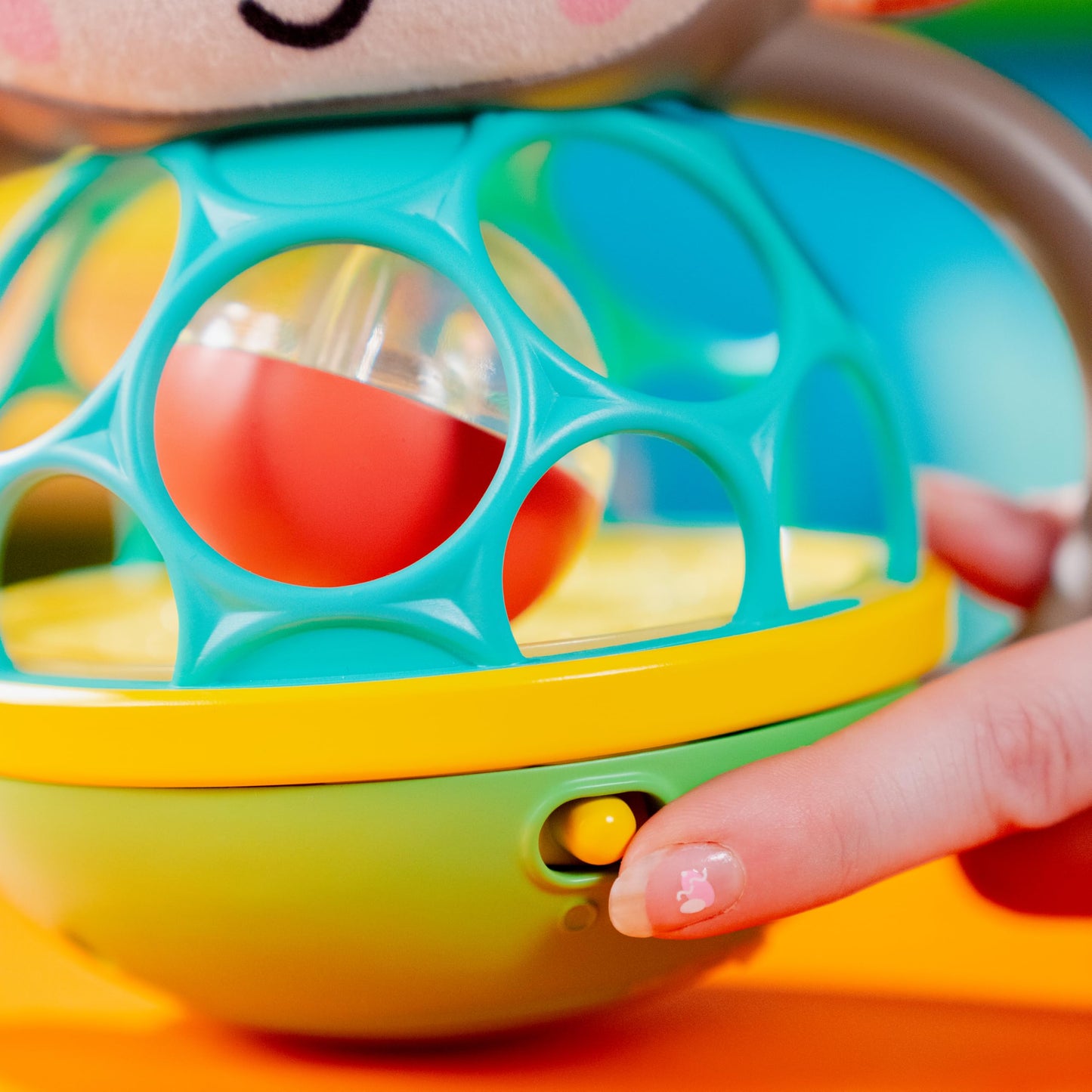 Bright Starts Grab & Giggle Monkey Light-Up Musical Rattle Toy with Easy-Grasp Oball, Ages 6 Months+, Unisex