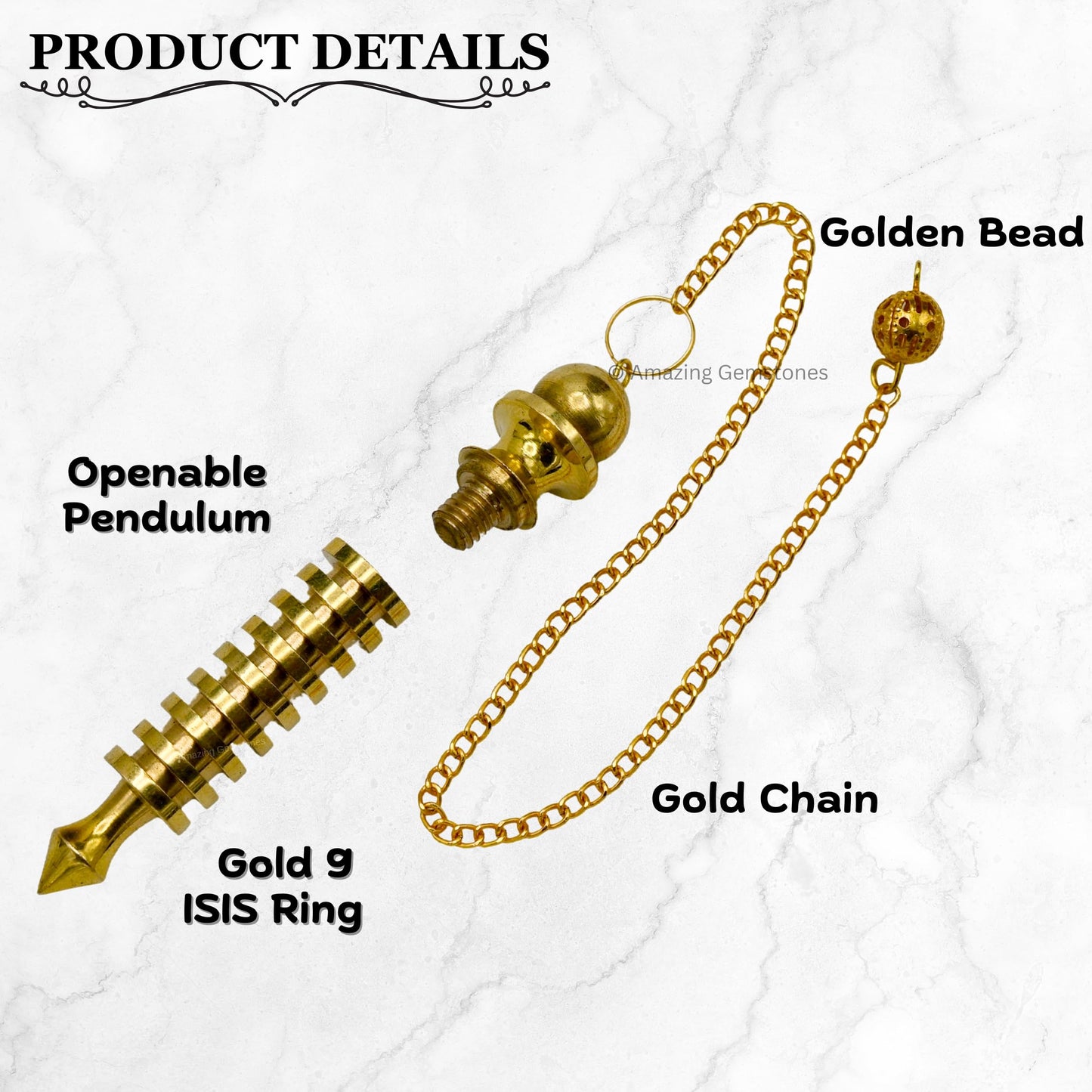 Amazing Gemstone Healing Metal Pendulums for Divination, Gold 9 ISIS Ring Steel Copper Pendulum High Energy Pendulo de Bronce Pendulos de Mesa MP3