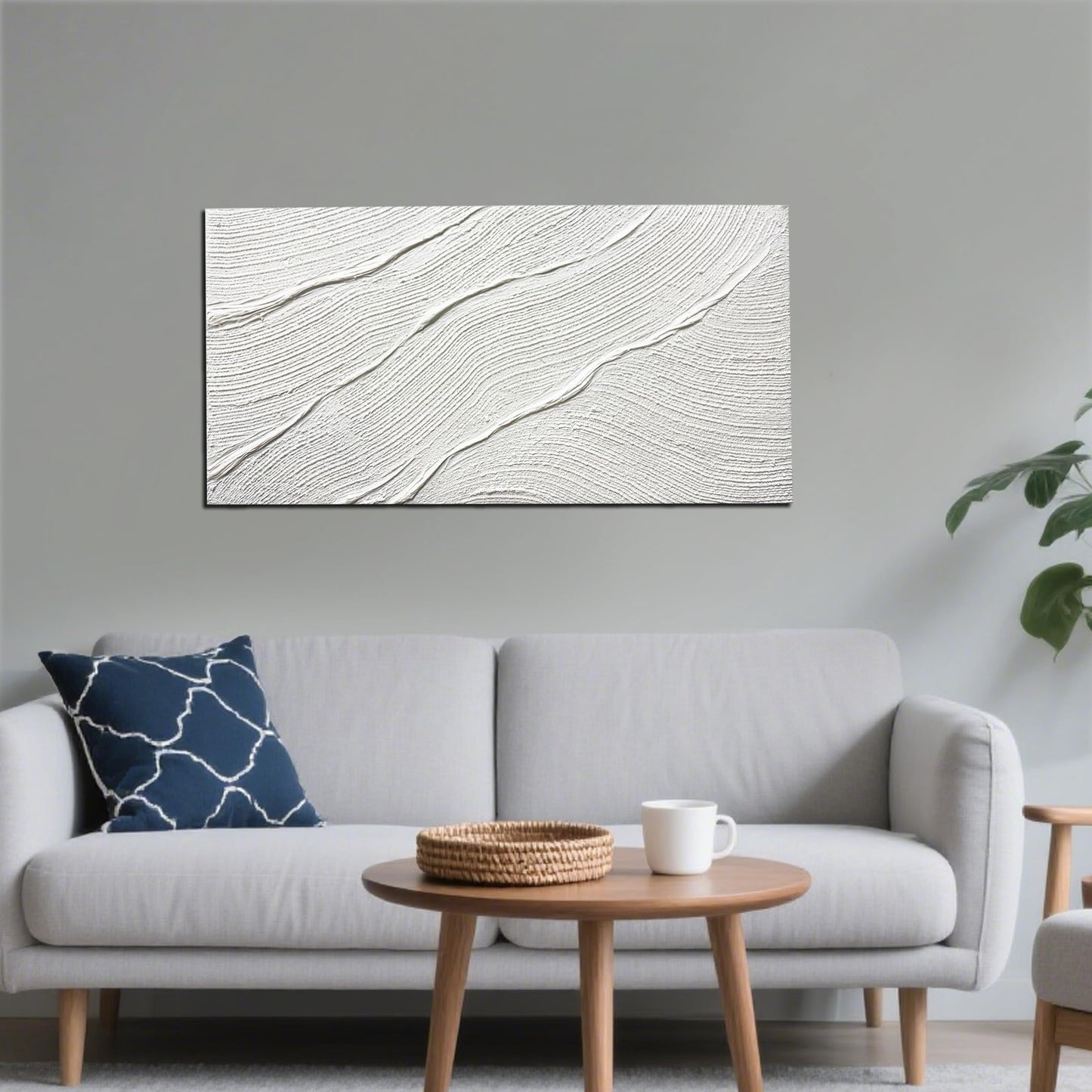 Tarfupth Large Abstract Canvas Wall Art for Living Room White Minimalist Textured Painting Hand Painted Modern Neutral Artwork for Bedroom Office Decor 20"x40"