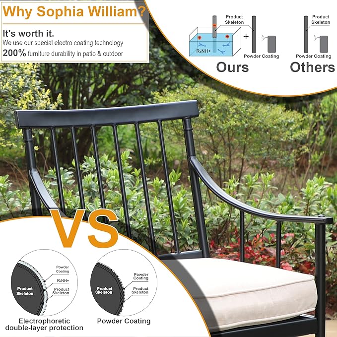 Sophia & William Swivel Patio Chairs Set of 8, Metal Rocker Patio Outdoor Dining Chairs Set with Seat Cushions, Wrought Iron Patio Bistro Furniture Chairs with Armrest for Garden, Yard, 8 Pack