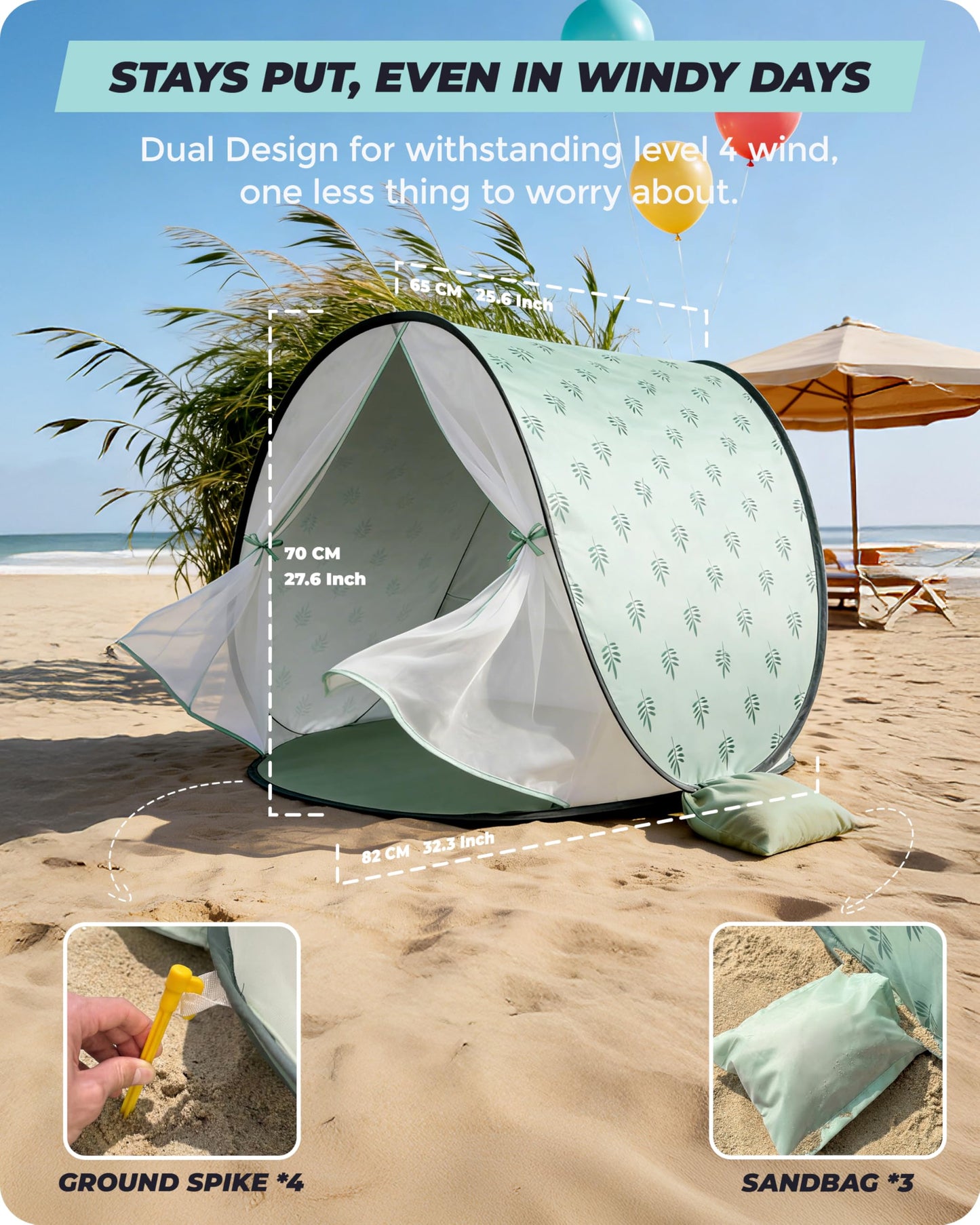 WEMOH Baby Beach Tent, 2026 Upgrade Pop Up UPF 50+ UV Protection Sun Shelter Canopy with Mosquito Net Portable Outdoor Shade Summer Essentials for Babies & Toddlers