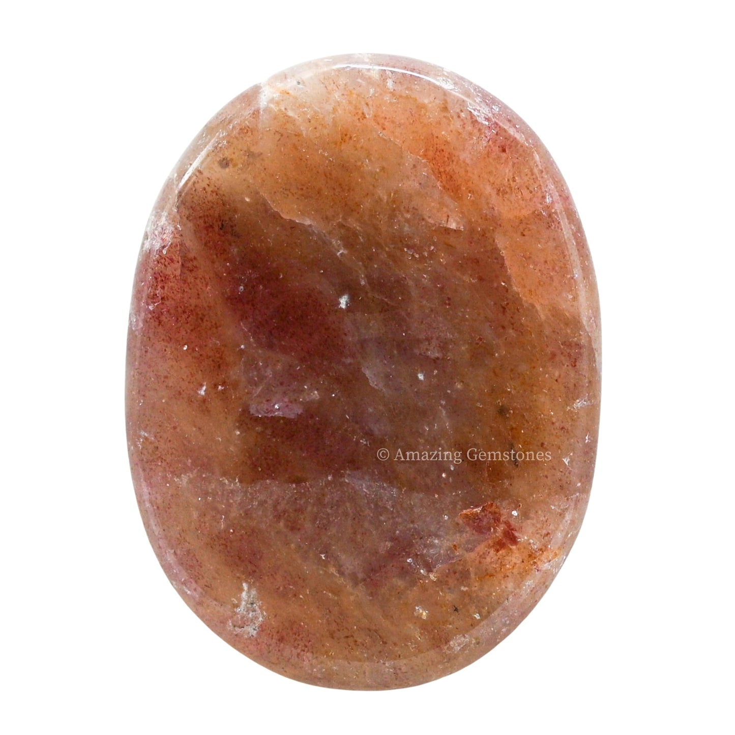 Amazing Gemstone Strawberry Quartz Worry Stone, Healing Crystals - Piedra Crystal Fidget for Gift, Meditation, Calming, Relaxation, Stress Relief