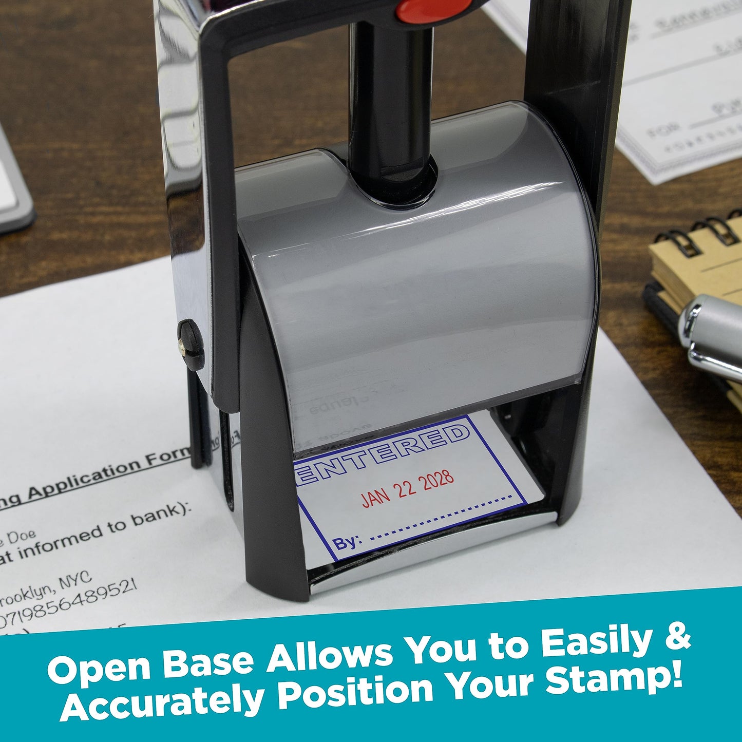 MaxMark Heavy Duty Self Inking Date Stamp with Phrase Paid - 2 Color Blue/Red Ink