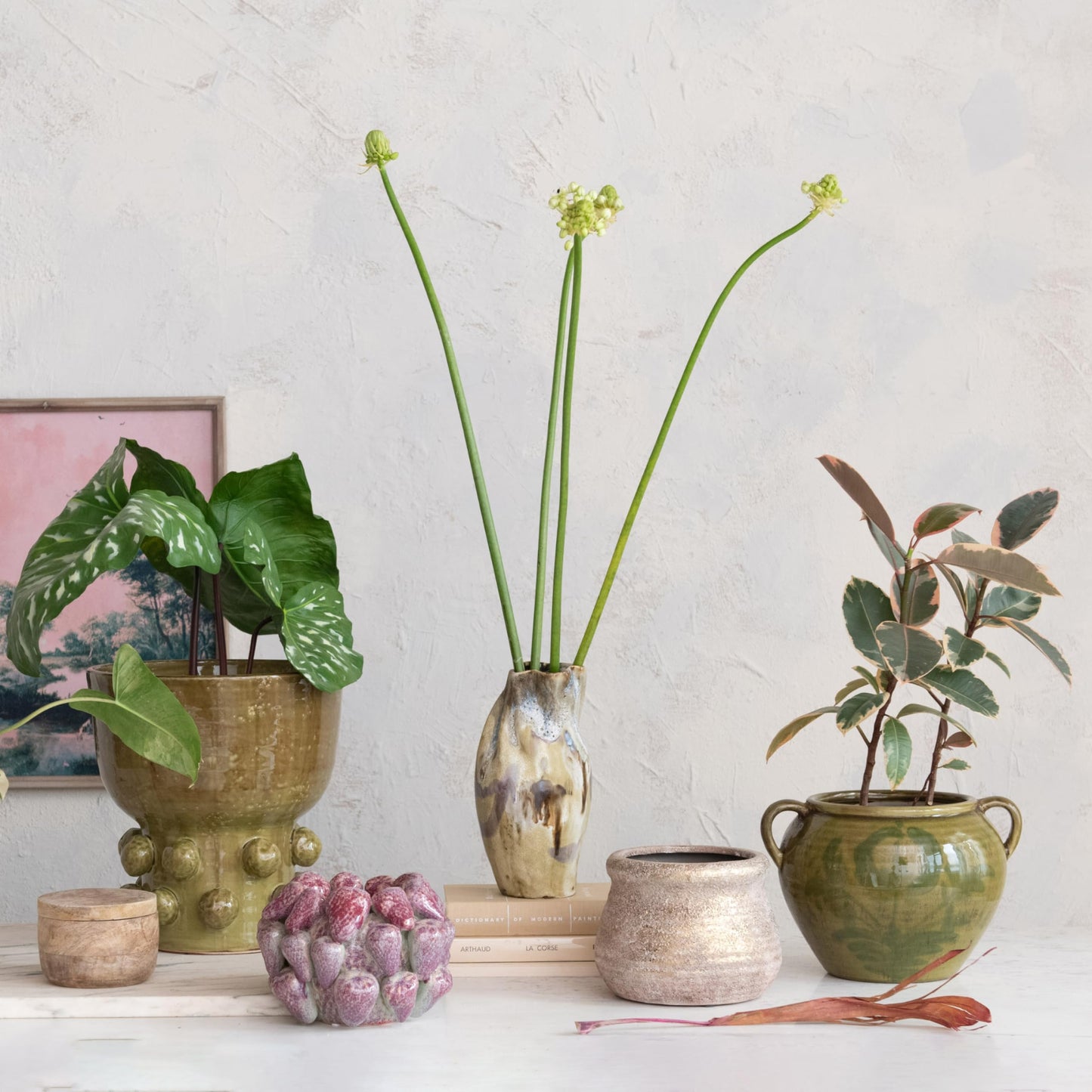 Creative Co-Op Round Volcano Terra-Cotta Planter, Gold