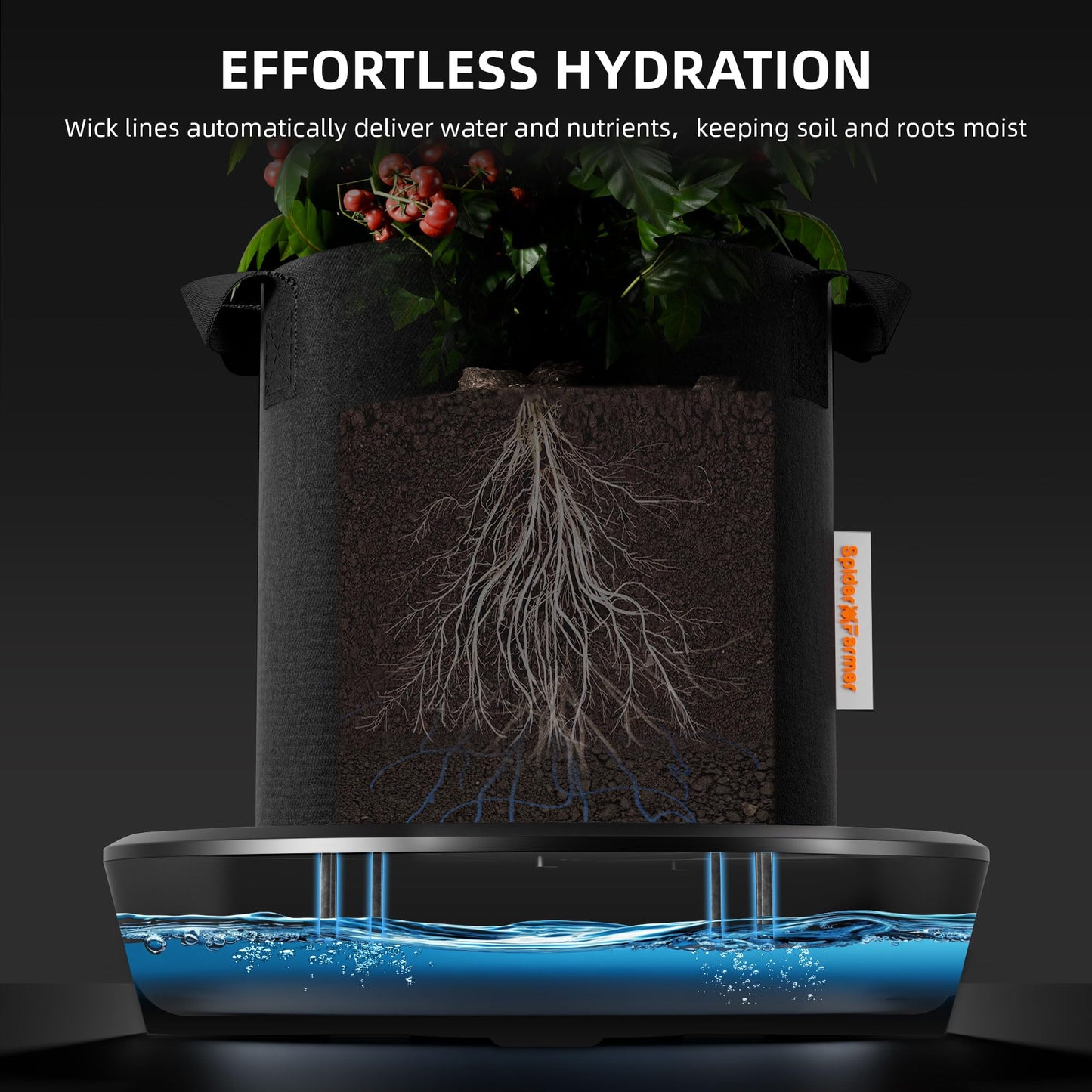 Spider Farmer Gravity-Fed Self-Watering System, 4-Pack Auto Watering System with 13 Gallon Reservoir, 4 Fabric Pot Base for Indoor Plants, Grow Tents, Greenhouses