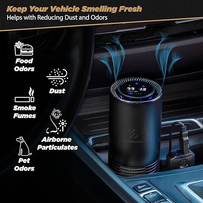 Scosche AFP-SP FrescheAIR Pro Portable HEPA Air Purifier/Deodorizer, Pet Dander, Food and Smoke Odors, Personal Air Freshener XL