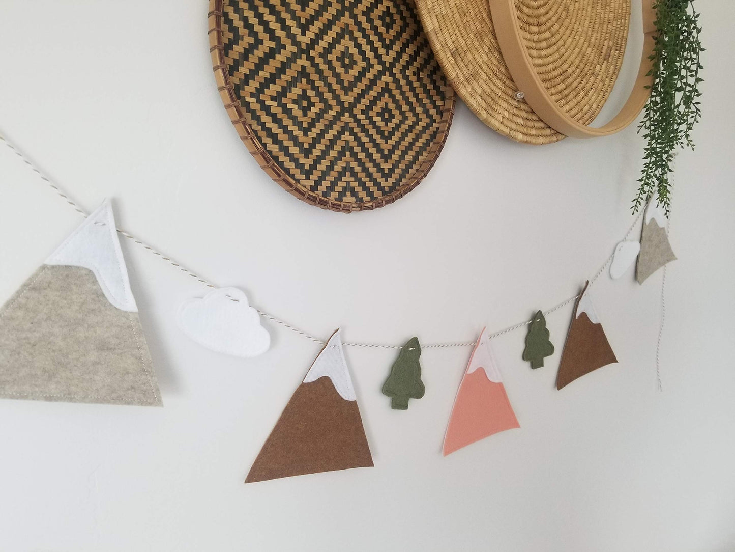 Ella & Max Kids Nursery Decor Mountain Garland Banner, Terra Cotta Woodland Theme, Rustic Felt Bunting, Handmade in USA