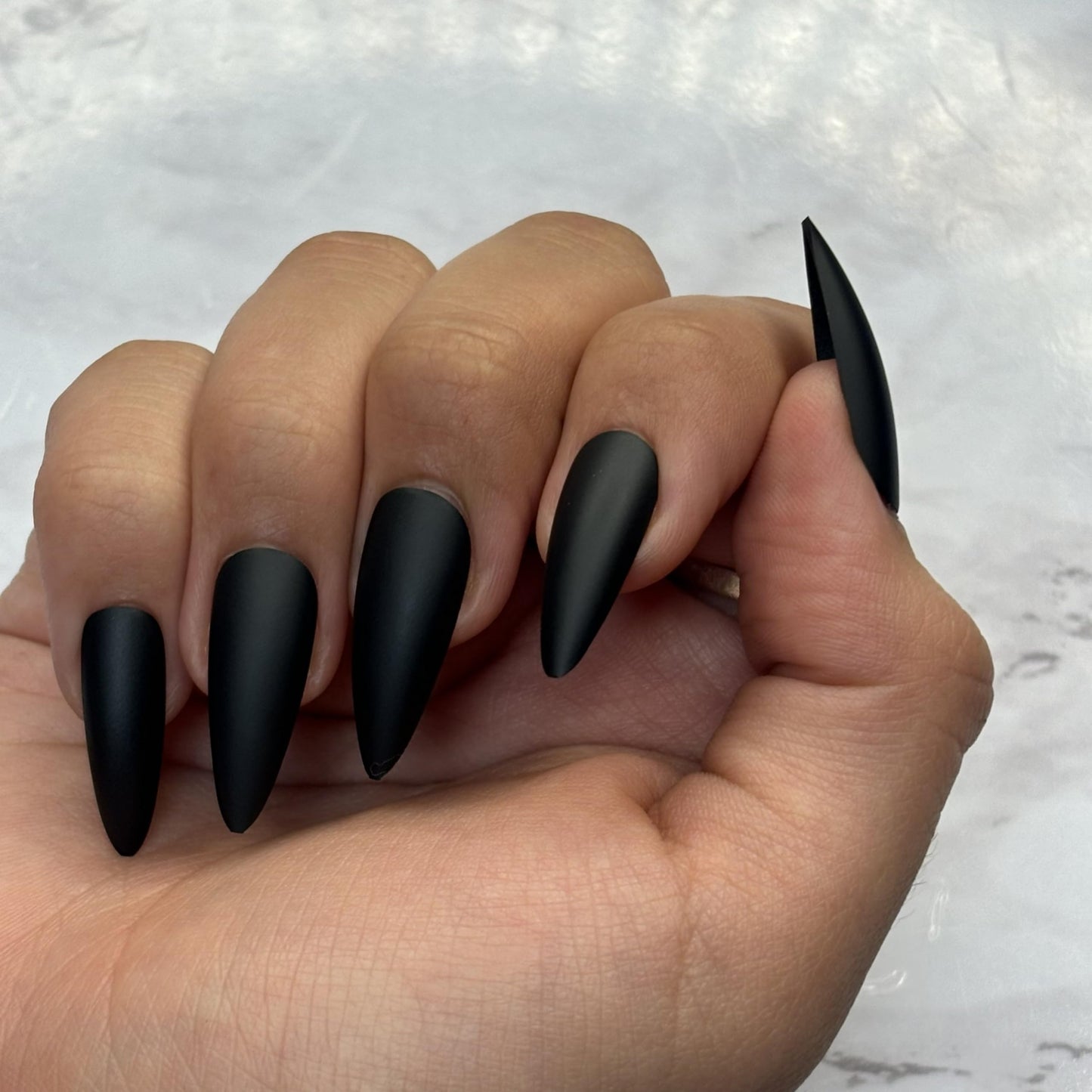 DARK & DANGEROUS Press-On Nails by Lavaa Beauty | Long Stiletto | Matte Black Stiletto Nails