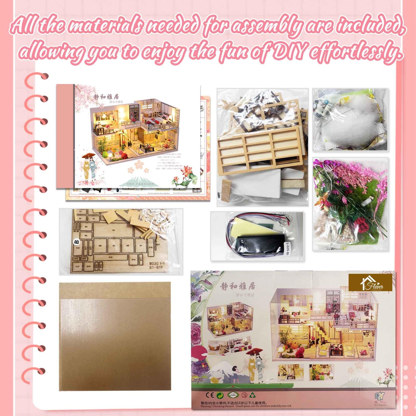 Flever Dollhouse Miniature DIY House Kit with Japanese Style, Creative Room with Furniture for Romantic Valentine's Gift (Quiet and Elegant Residence)