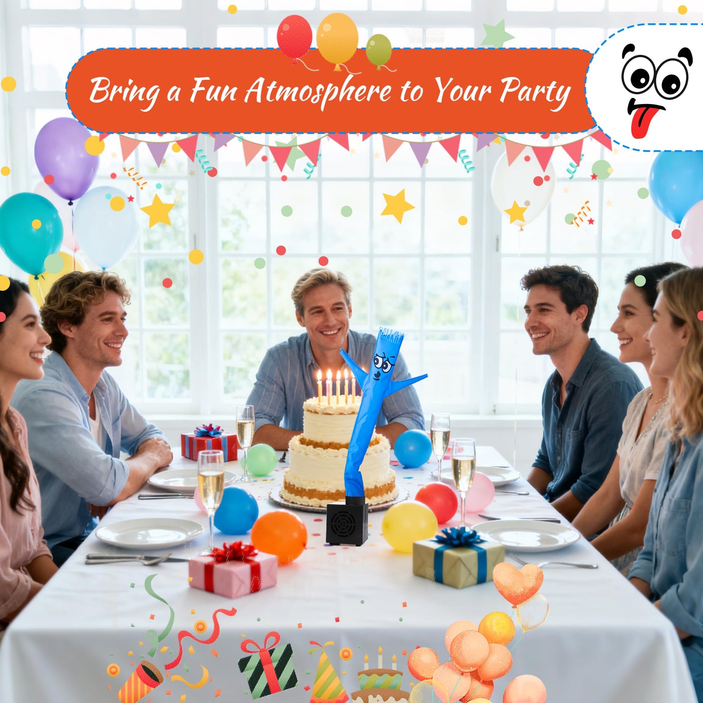 Mealivos Mini Wacky Waving Inflatable Tube Guy with Blower - Easter Desktop Decoration Funny Mini Inflatable Tube Man White Elephant Gift for Office Home Party Store-Blue